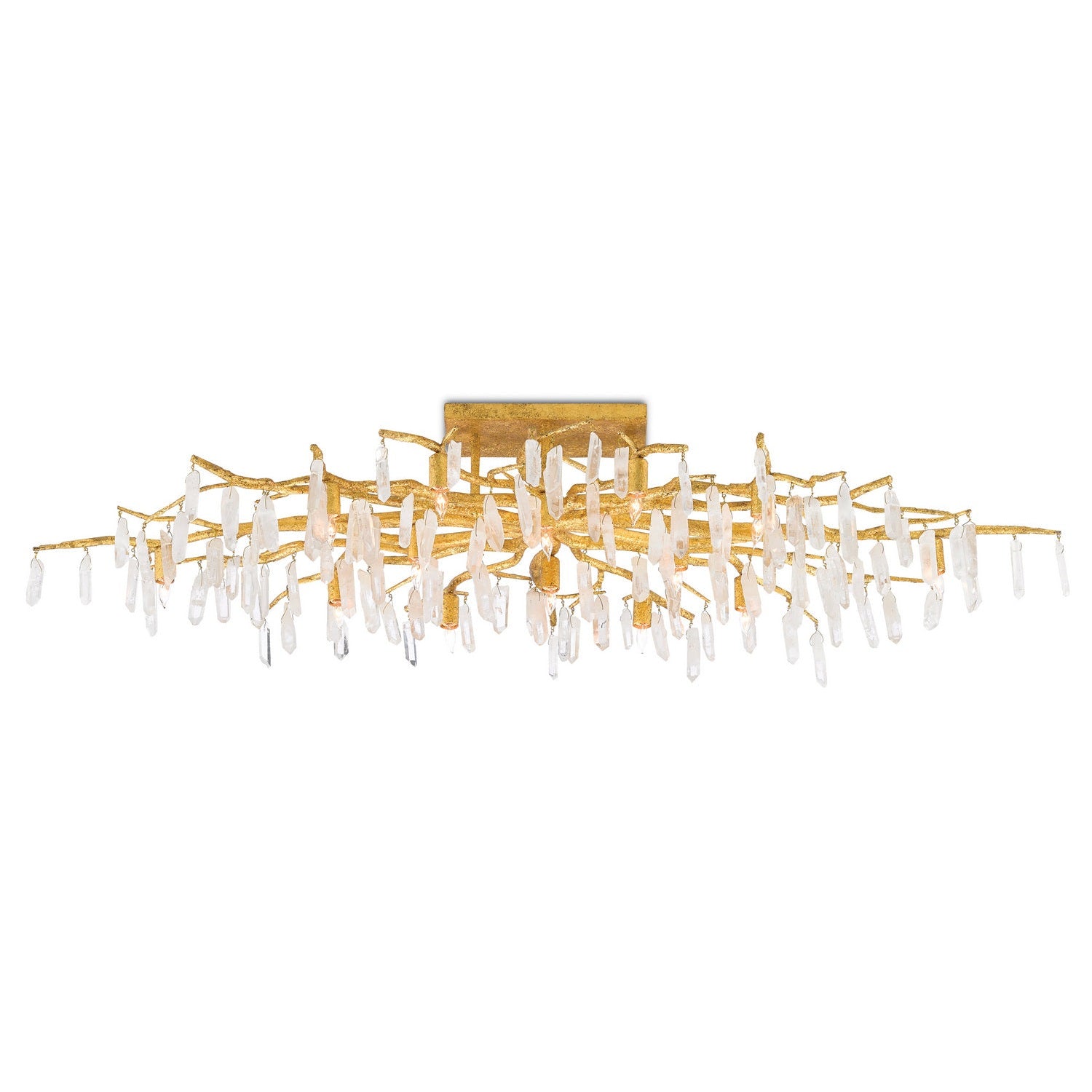 Currey and Company - 9000-0423 - 14 Light Semi-Flush Mount - Forest Light Collection - Washed Lucerne Gold/Natural