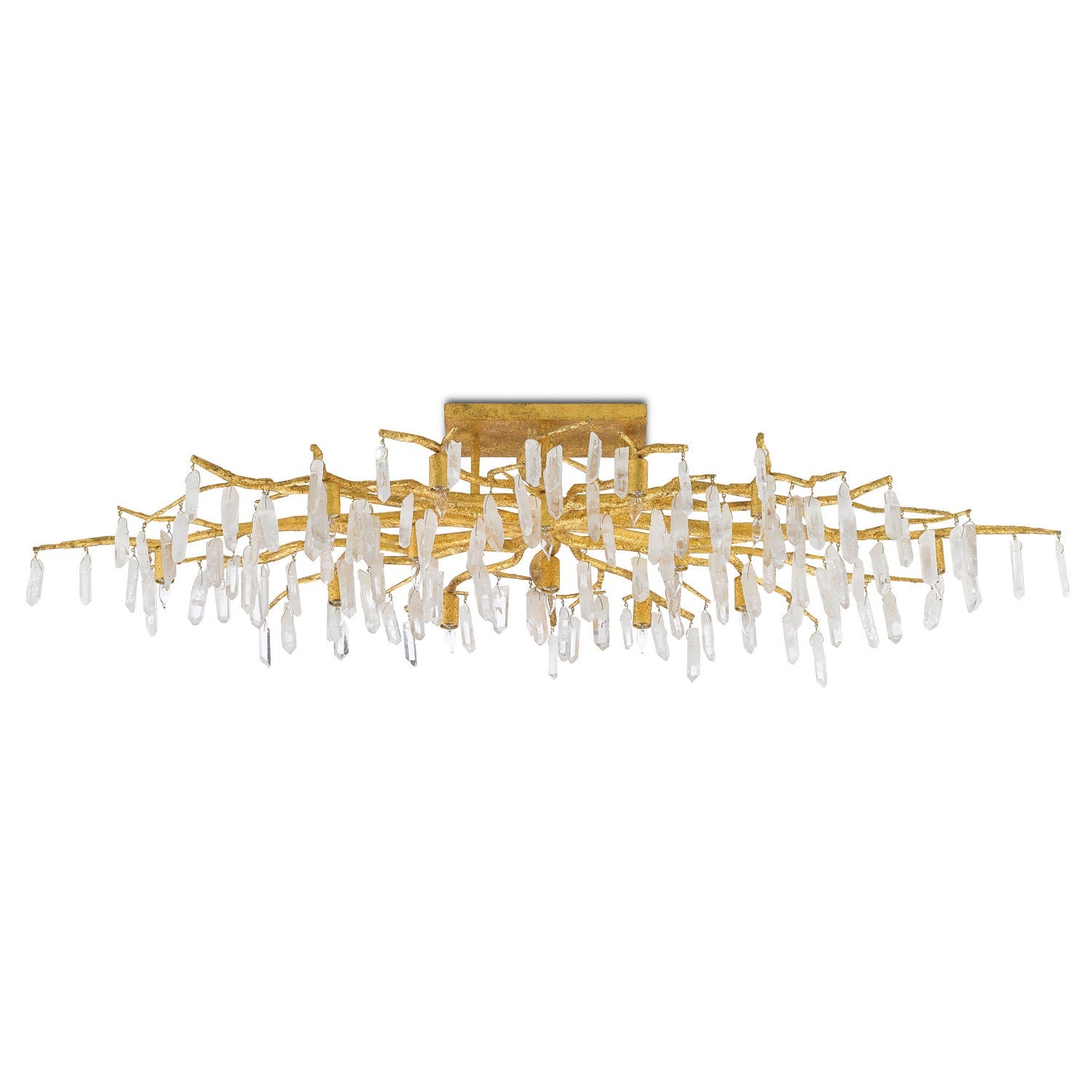 Currey and Company - 9000-0423 - 14 Light Semi-Flush Mount - Forest Light Collection - Washed Lucerne Gold/Natural