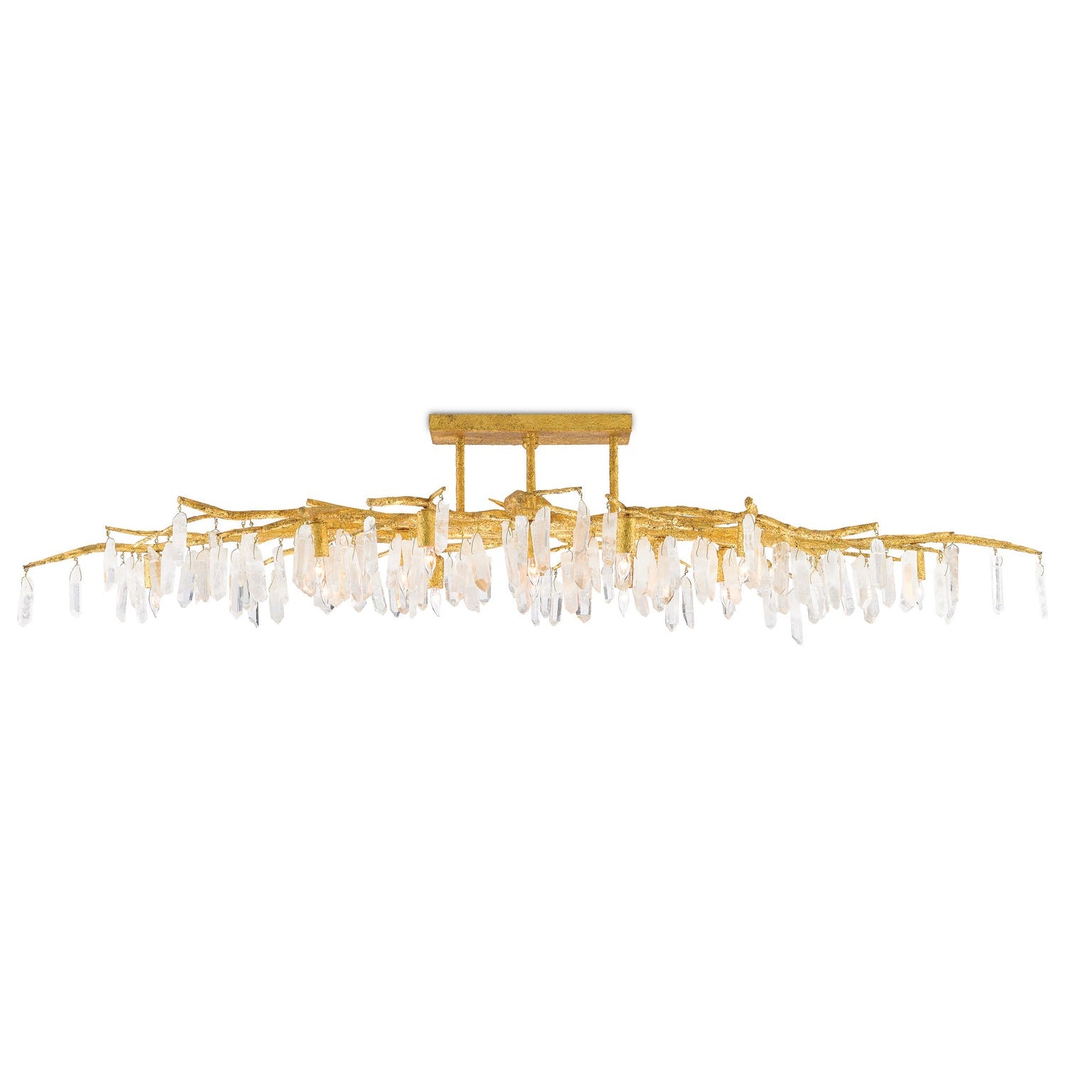 Currey and Company - 9000-0423 - 14 Light Semi-Flush Mount - Forest Light Collection - Washed Lucerne Gold/Natural