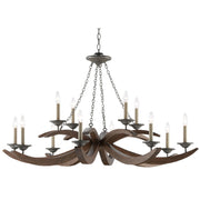 Currey and Company - 9000-0433 - 12 Light Chandelier - Whitlow Chandelier - Burnt Wood/Antique Galvanize