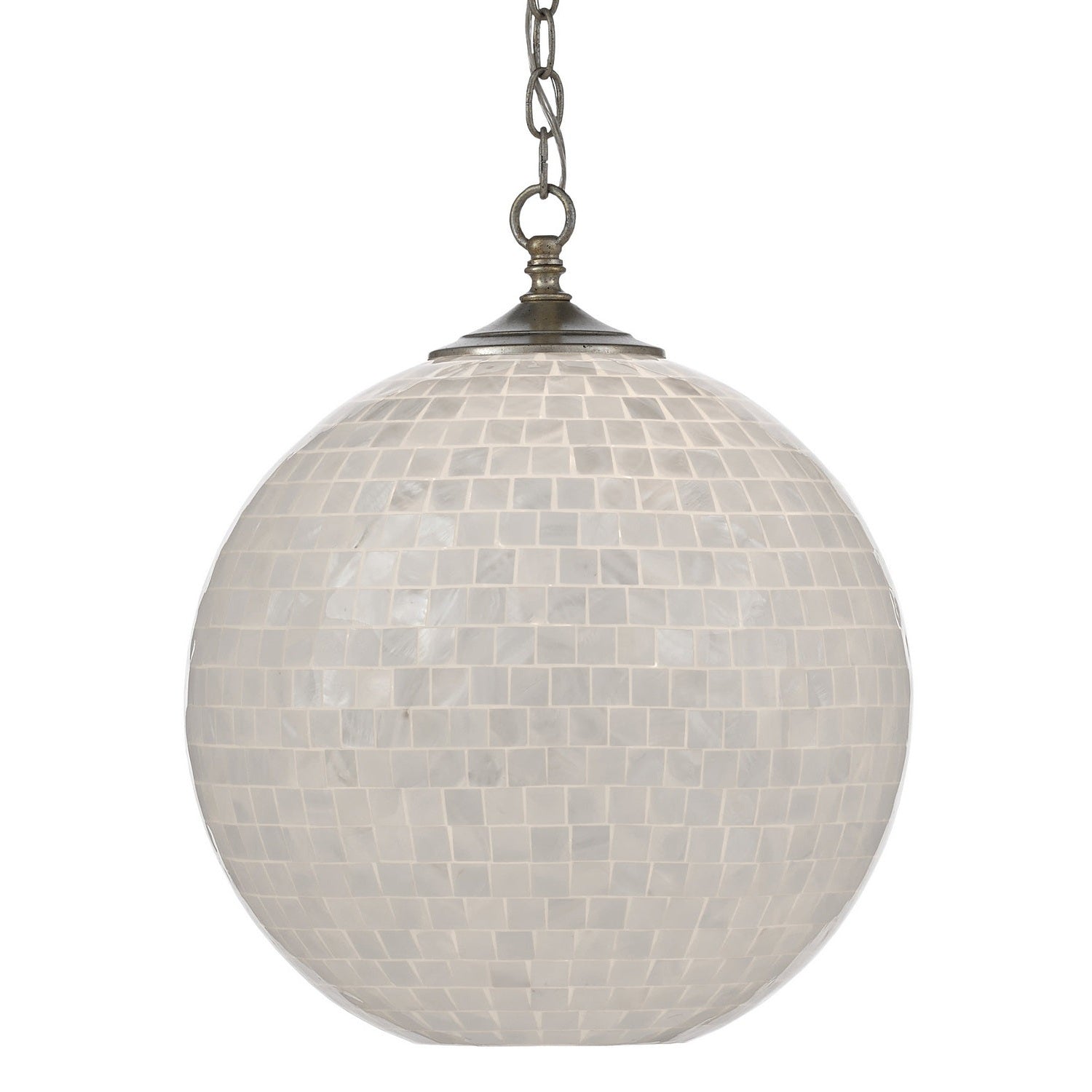 Currey and Company - 9000-0435 - One Light Pendant - Finhorn Collection - Pearl/Antique Silver Leaf