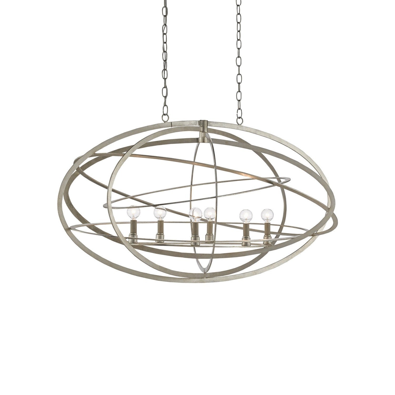 Currey and Company - 9000-0443 - Six Light Chandelier - Octavius Chandelier - Silver Leaf