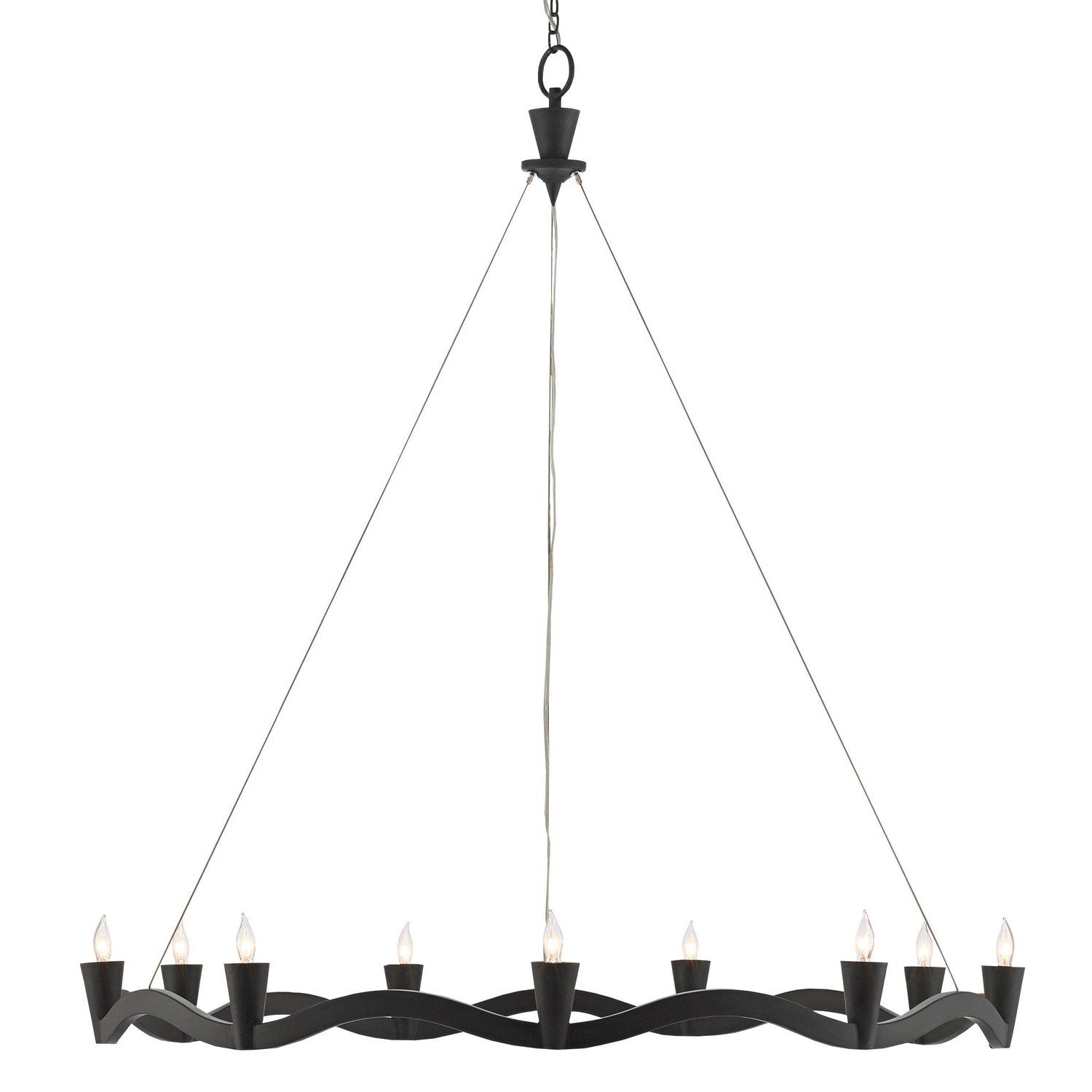 Currey and Company - 9000-0461 - Nine Light Chandelier - Serpentina Collection - Antique Black