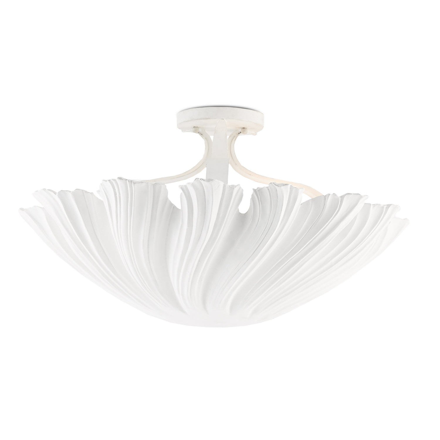 Currey and Company - 9000-0466 - Three Light Semi-Flush Mount - Hadley Collection - Gesso White