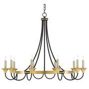 Currey and Company - 9000-0474 - Ten Light Chandelier - Hanlon Chandelier - Washed Black/Contemporary Gold Leaf