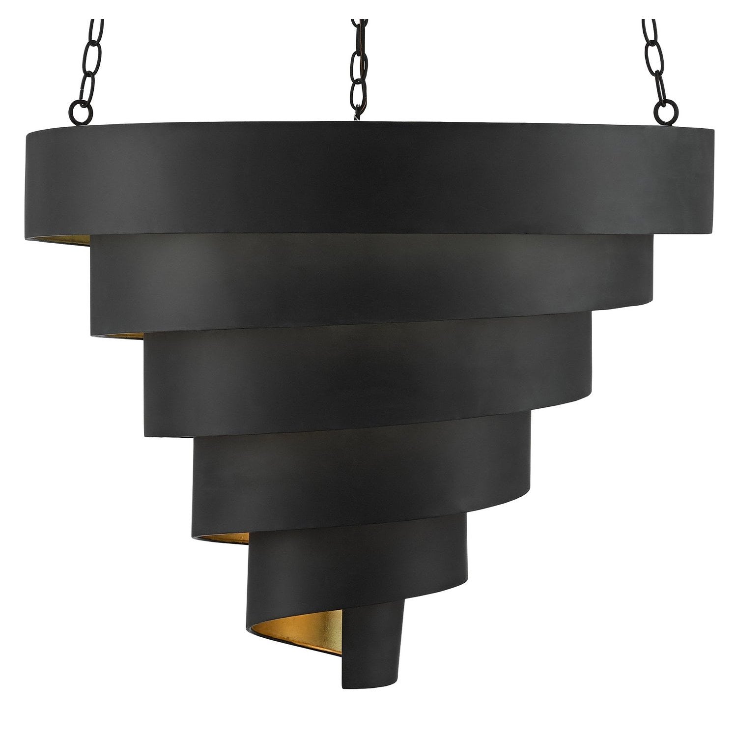 Currey and Company - 9000-0497 - Seven Light Pendant - Chiffonade Collection - Antique Black/Contemporary Gold Leaf
