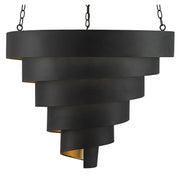 Currey and Company - 9000-0497 - Seven Light Pendant - Chiffonade Collection - Antique Black/Contemporary Gold Leaf