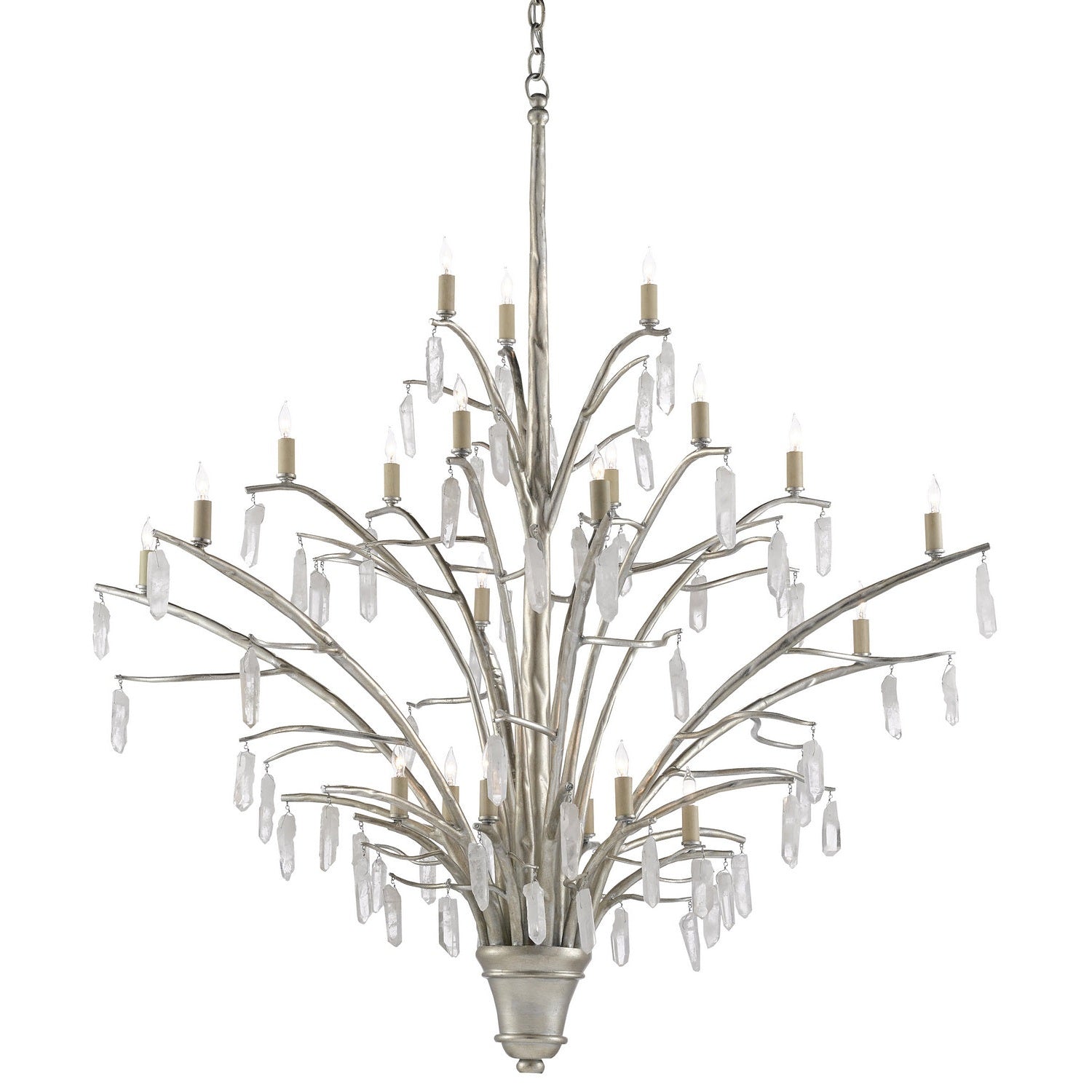 Currey and Company - 9000-0508 - 21 Light Chandelier - Raux Collection - Contemporary Silver Leaf/Natural