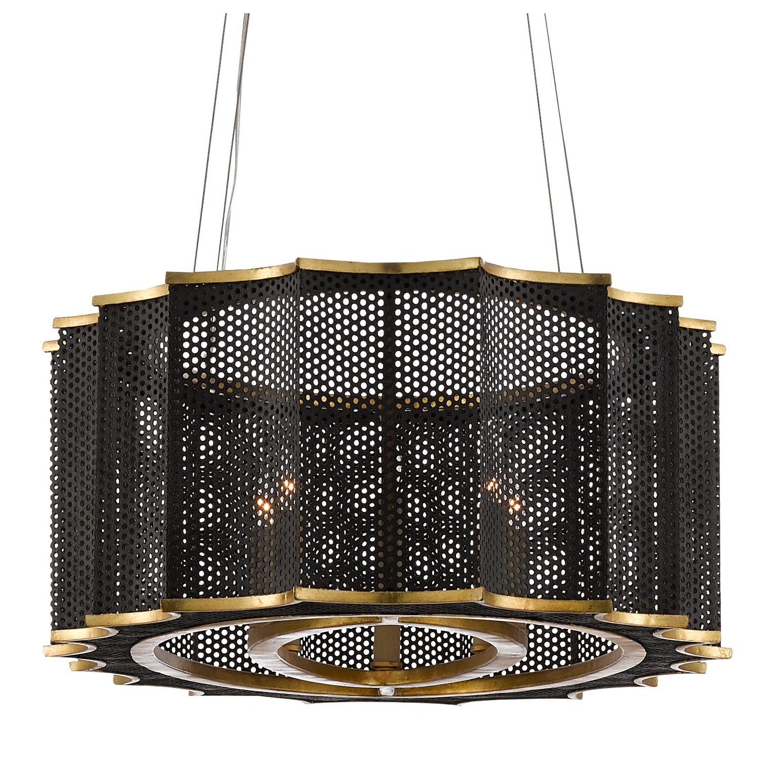 Currey and Company - 9000-0512 - Eight Light Chandelier - Nightwood Black Chandelier - Molé Black/Contemporary Gold Leaf