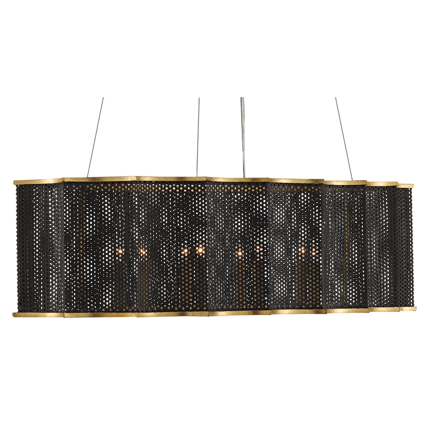 Currey and Company - 9000-0512 - Eight Light Chandelier - Nightwood Black Chandelier - Molé Black/Contemporary Gold Leaf