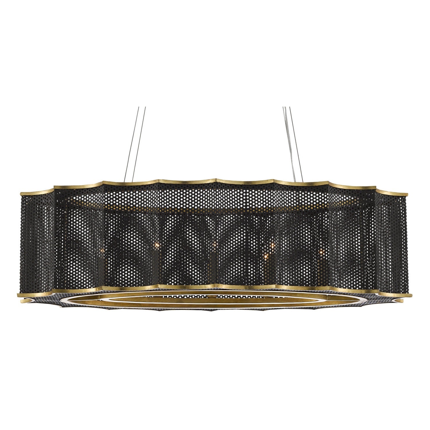 Currey and Company - 9000-0512 - Eight Light Chandelier - Nightwood Black Chandelier - Molé Black/Contemporary Gold Leaf