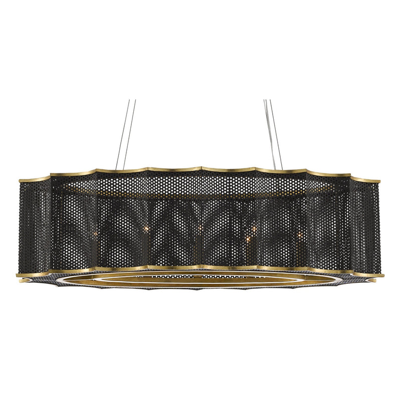 Currey and Company - 9000-0512 - Eight Light Chandelier - Nightwood Black Chandelier - Molé Black/Contemporary Gold Leaf
