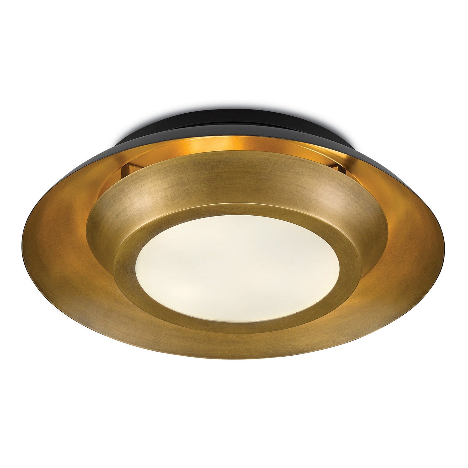 Currey and Company - 9999-0045 - Three Light Flush Mount - Metaphor Black & Brass Flush Mount - Antique Brass/Black