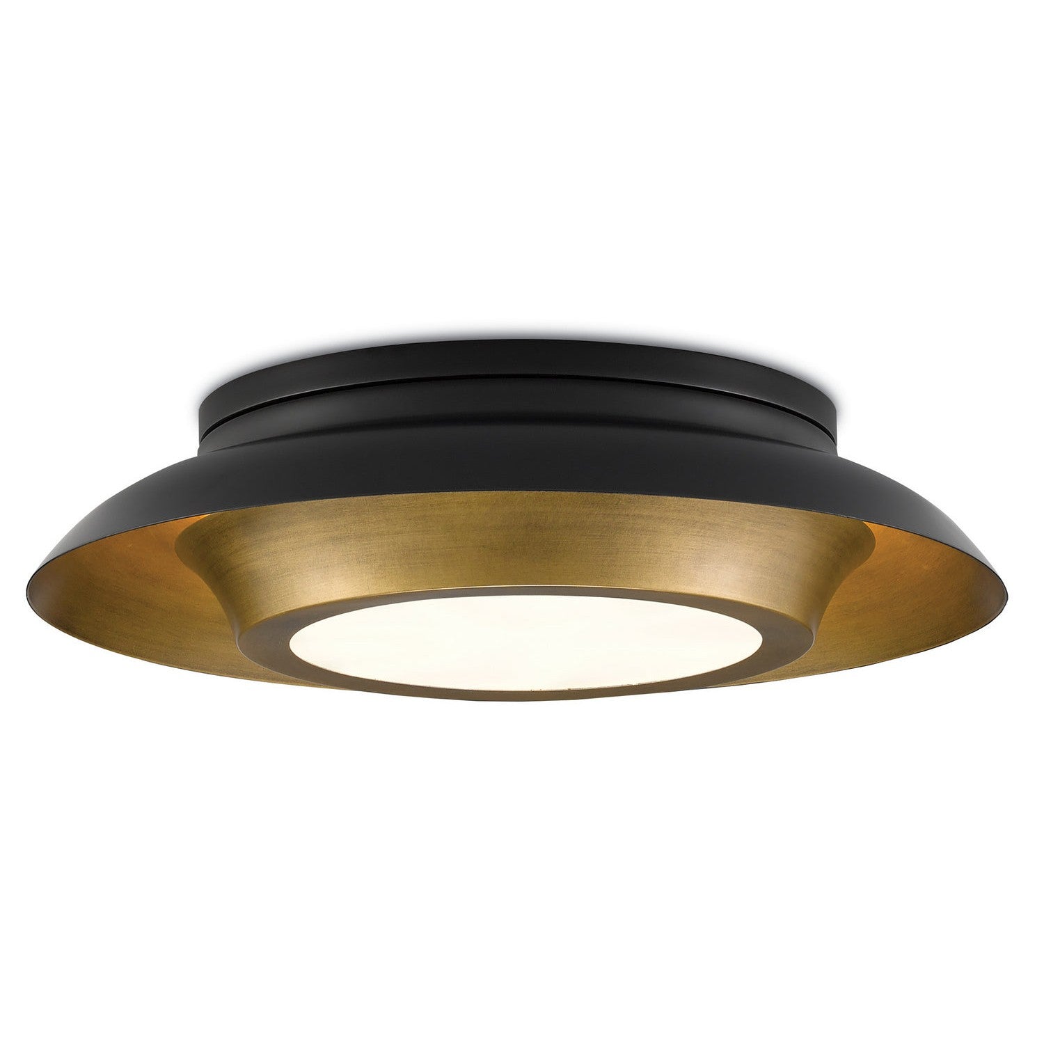 Currey and Company - 9999-0045 - Three Light Flush Mount - Metaphor Black & Brass Flush Mount - Antique Brass/Black