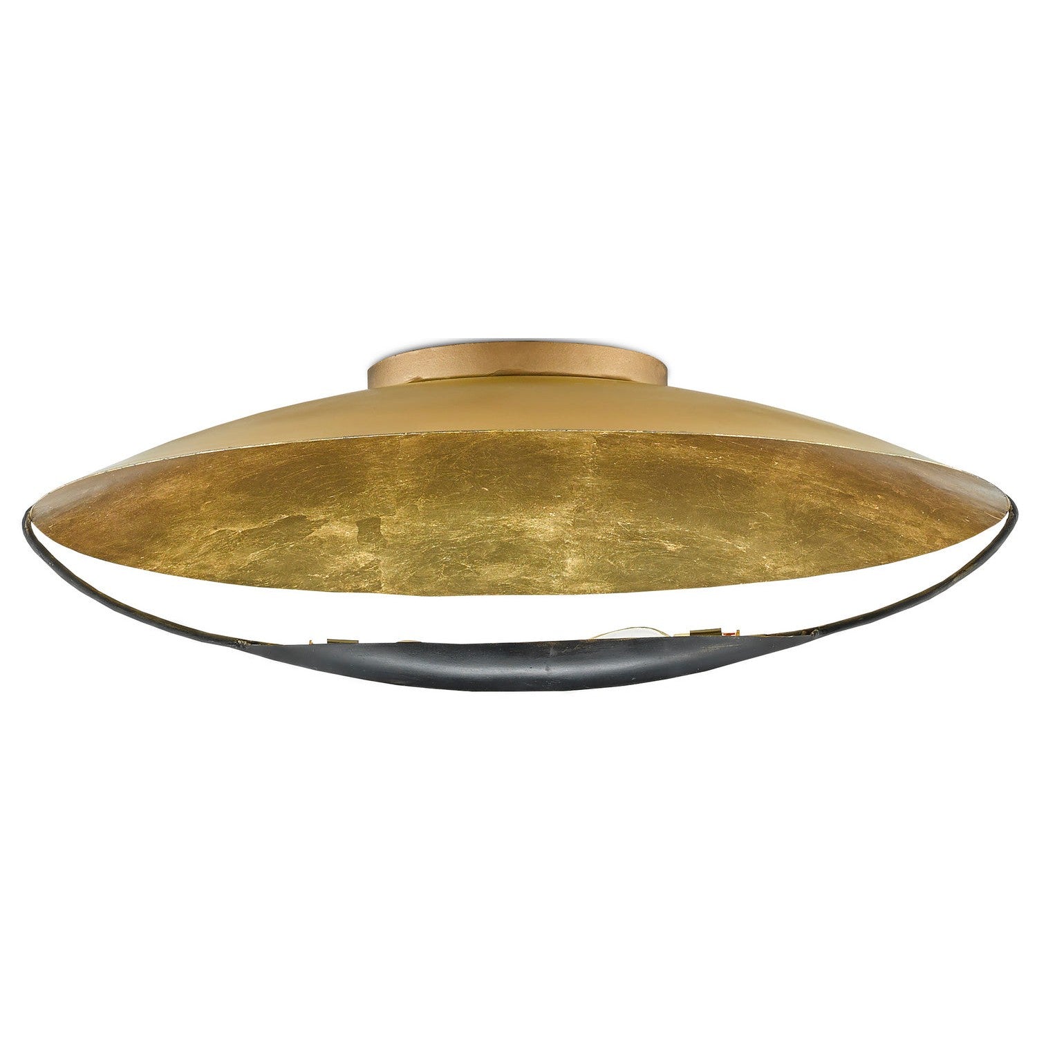 Currey and Company - 9999-0049 - Two Light Flush Mount - Pinders Collection - Contemporary Gold Leaf/French Black