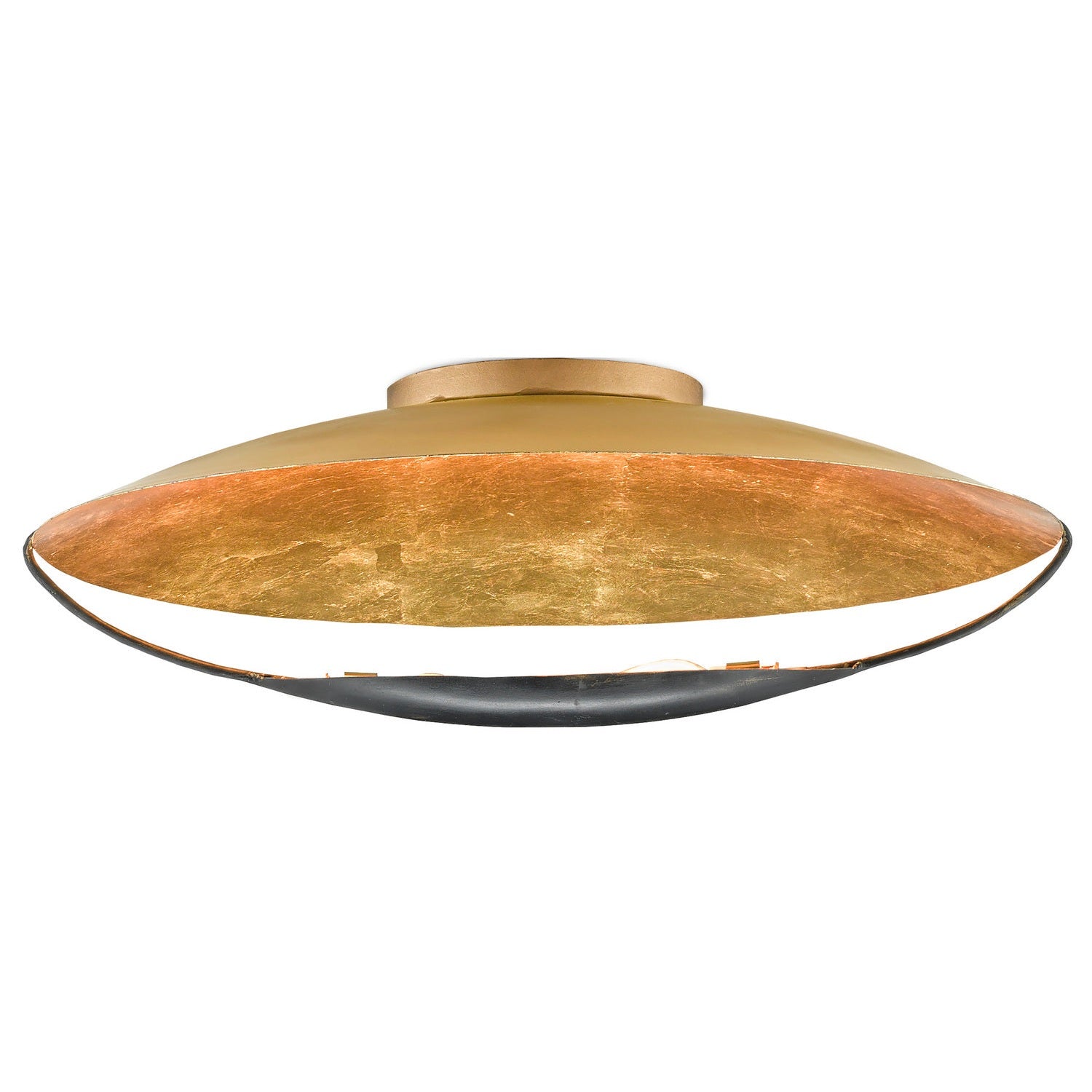 Currey and Company - 9999-0049 - Two Light Flush Mount - Pinders Collection - Contemporary Gold Leaf/French Black