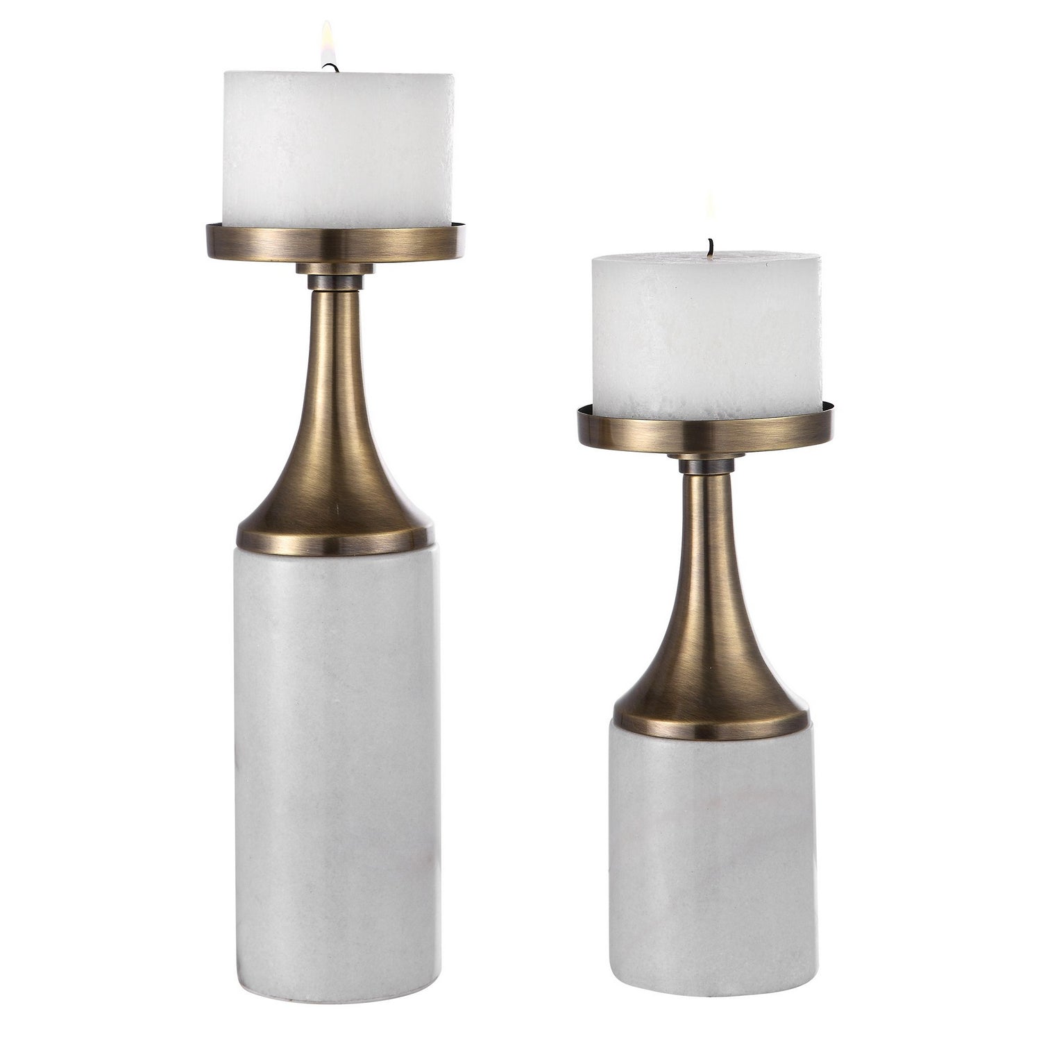 Uttermost - 17546 - Candleholders, Set/2 - Castiel - Antique Brushed Brass