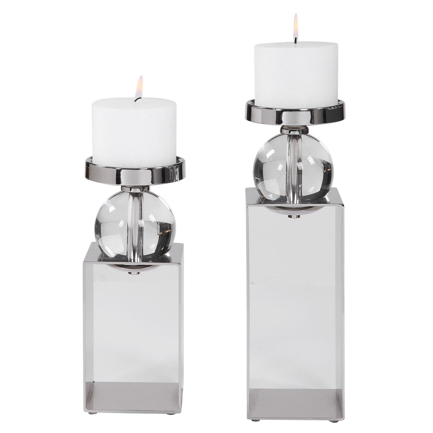 Uttermost - 17561 - Candleholders, Set/2 - Lucian - Polished Nickel