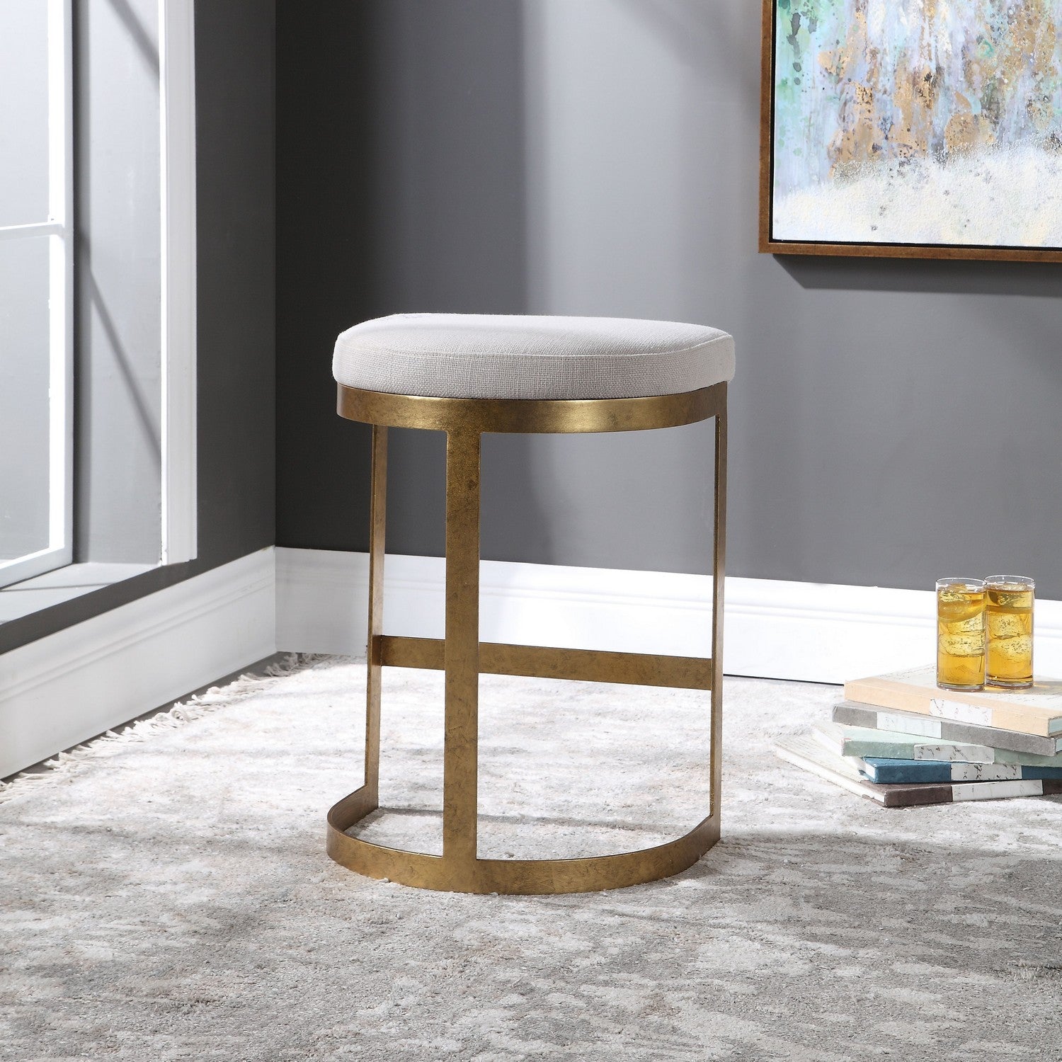 Uttermost - 23523 - Counter Stool - Ivanna - Antique Gold Leaf