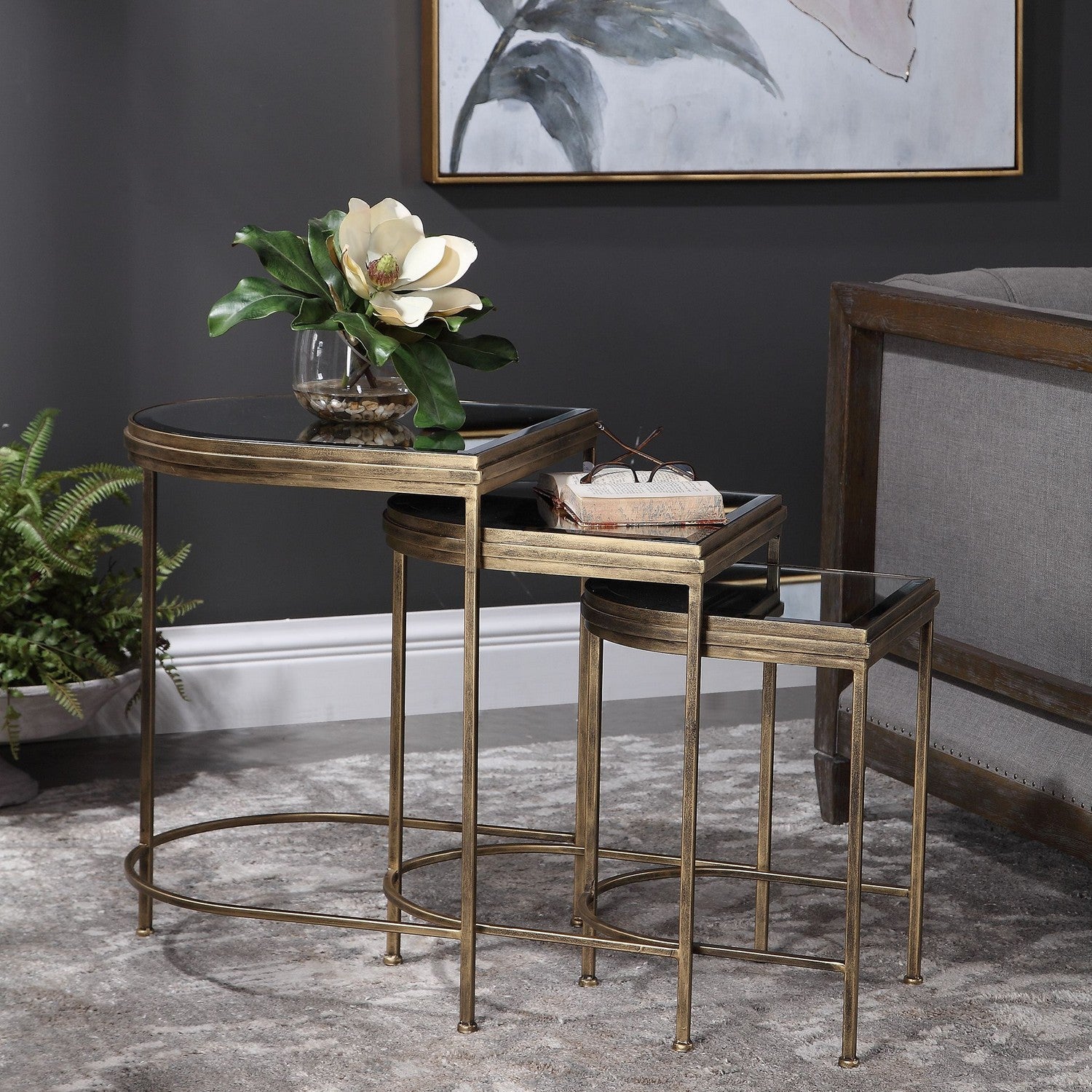 Uttermost - 24908 - Nesting Tables, Set/3 - India - Antique Brushed Gold