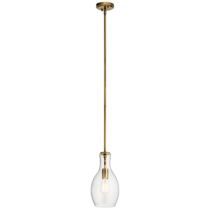Kichler - 42456NBR - One Light Pendant - Everly - Natural Brass