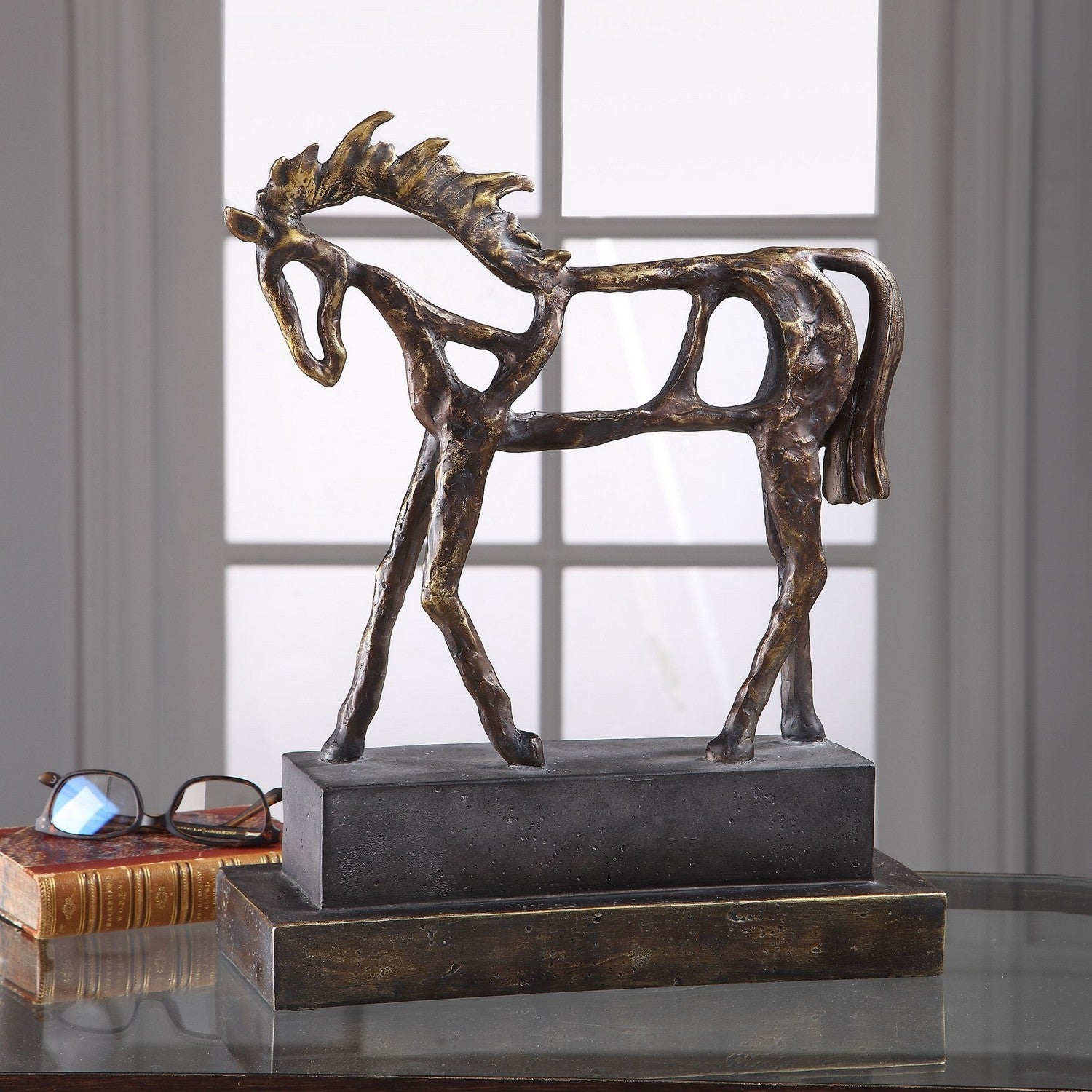Uttermost - 17514 - Sculpture - Titan Horse - Antiqued Bronze With Dark Brown