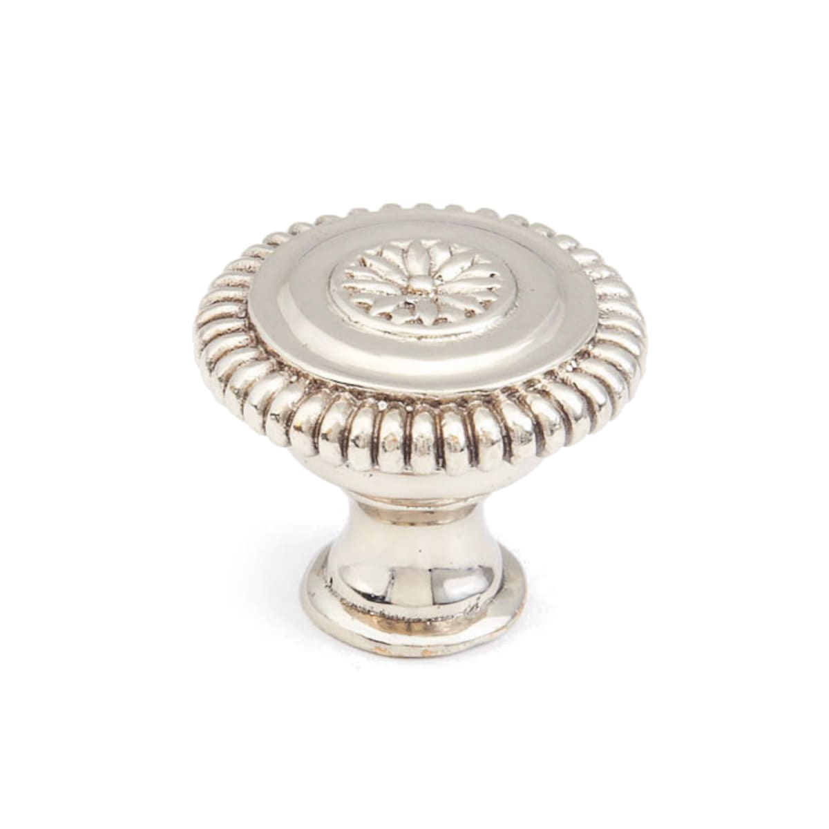 Symphony - Sonata 1-5/16" Round Solid Brass Luxury Hand Crafted Flower Cabinet Knob With Rope Edge
