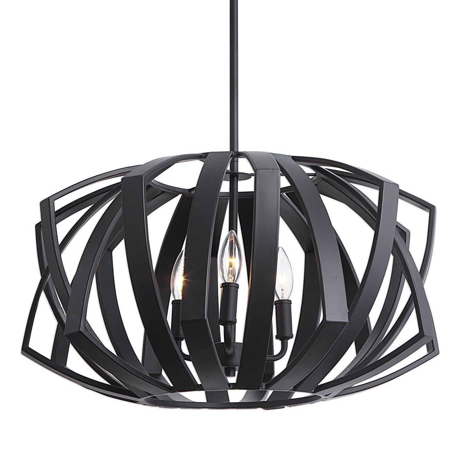 Uttermost - 22137 - Three Light Pendant - Thales - Matte Black