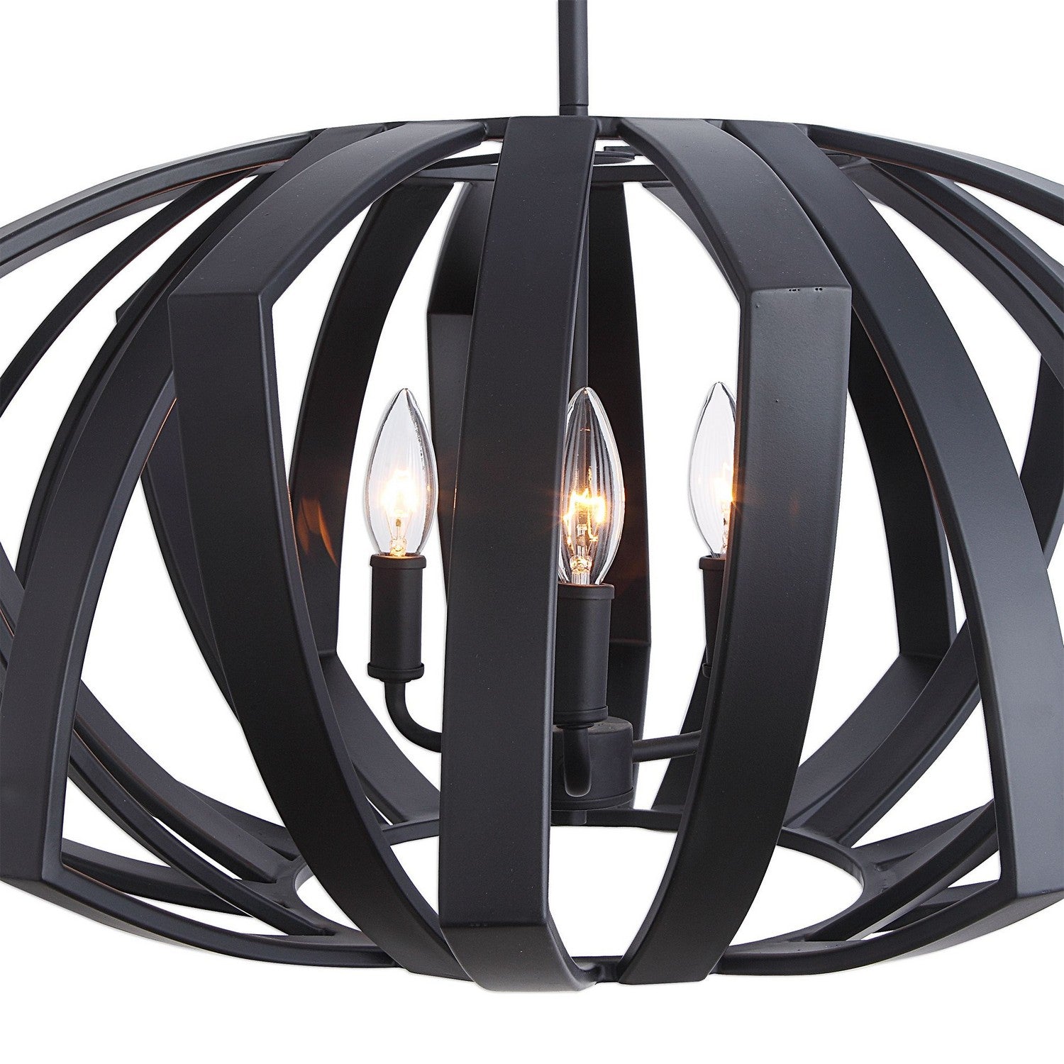 Uttermost - 22137 - Three Light Pendant - Thales - Matte Black