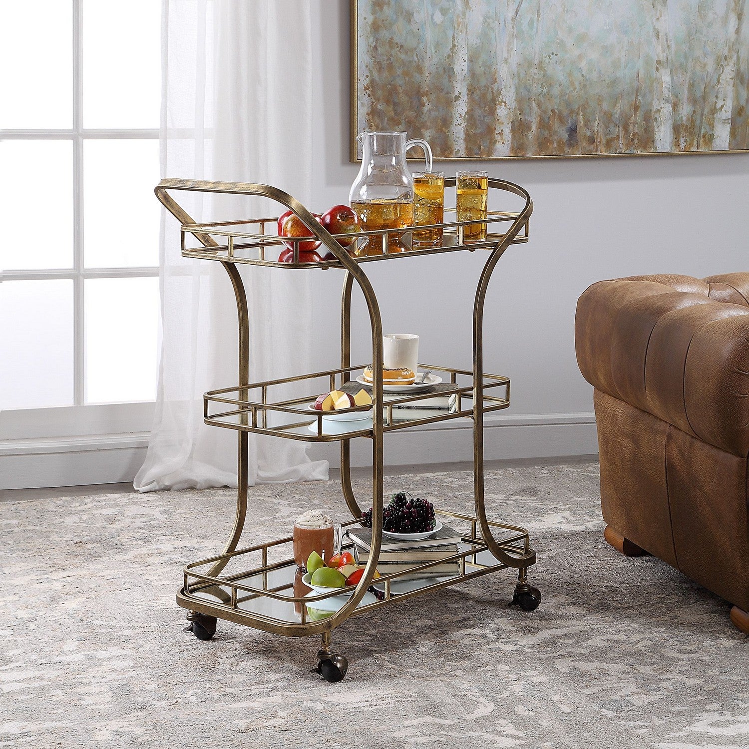 Uttermost - 24876 - Serving Cart - Stassi - Antiqued Gold