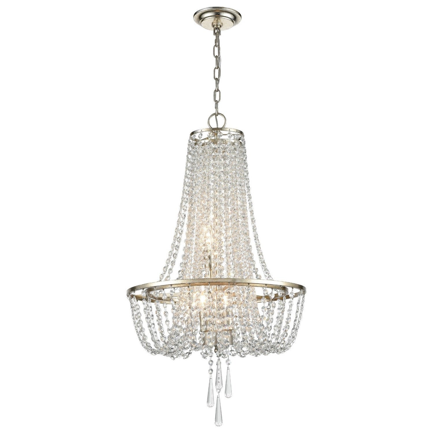 Crystorama - ARC-1907-SA-CL-MWP - Four Light Chandelier - Arcadia - Antique Silver