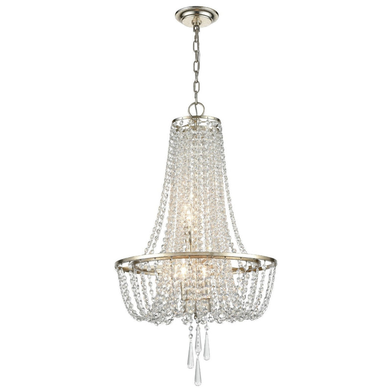 Crystorama - ARC-1907-SA-CL-MWP - Four Light Chandelier - Arcadia - Antique Silver