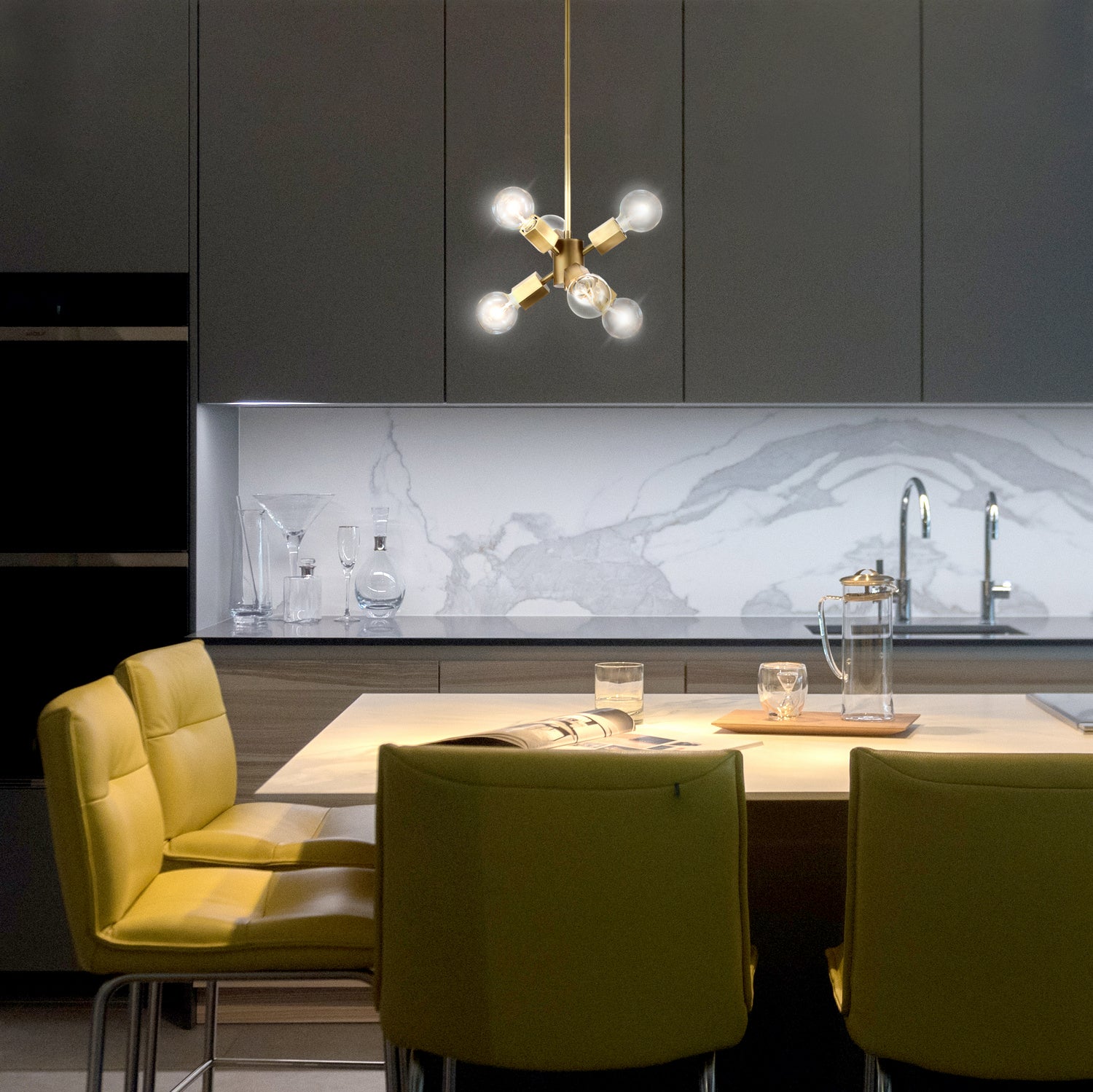 Alora - PD307006VB - Pendant - Hexa - Vintage Brass