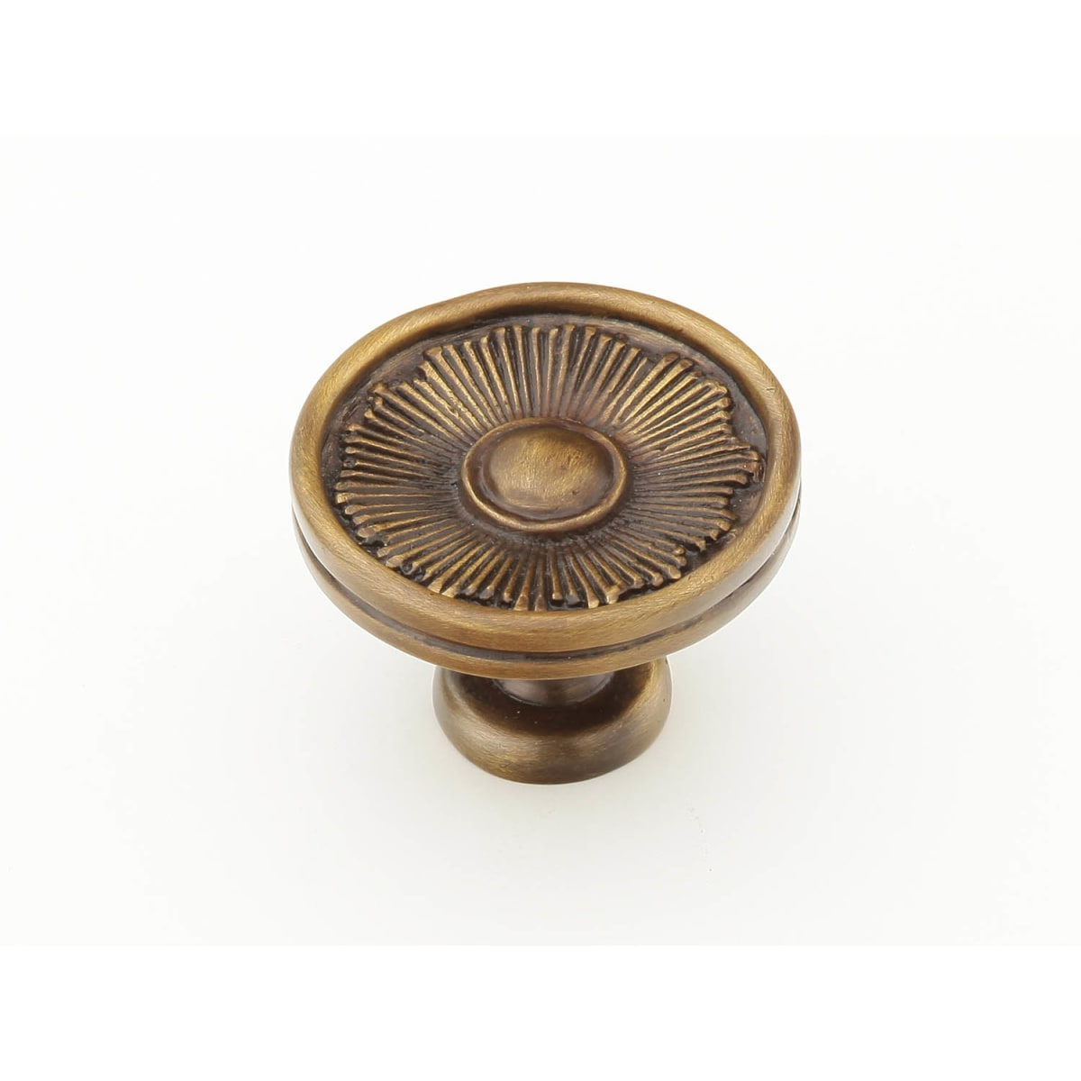 Symphony - Sunburst 1-3/8" Decorative Solid Brass Hand Crafted Round Flat Cabinet / Drawer Knob