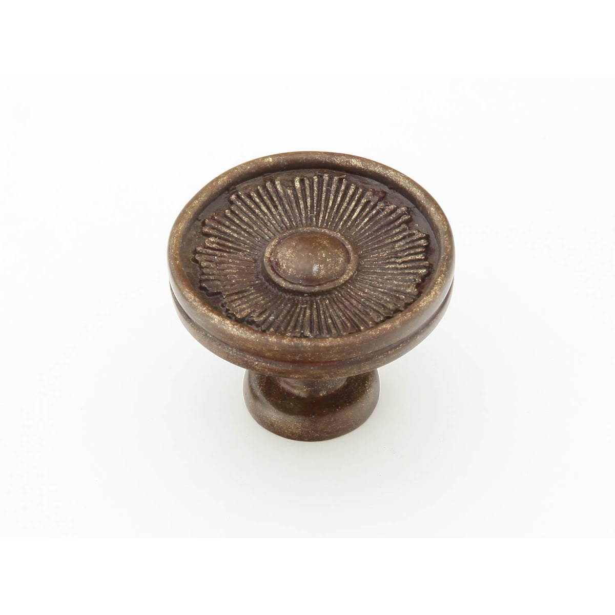 Symphony - Sunburst 1-3/8" Decorative Solid Brass Hand Crafted Round Flat Cabinet / Drawer Knob