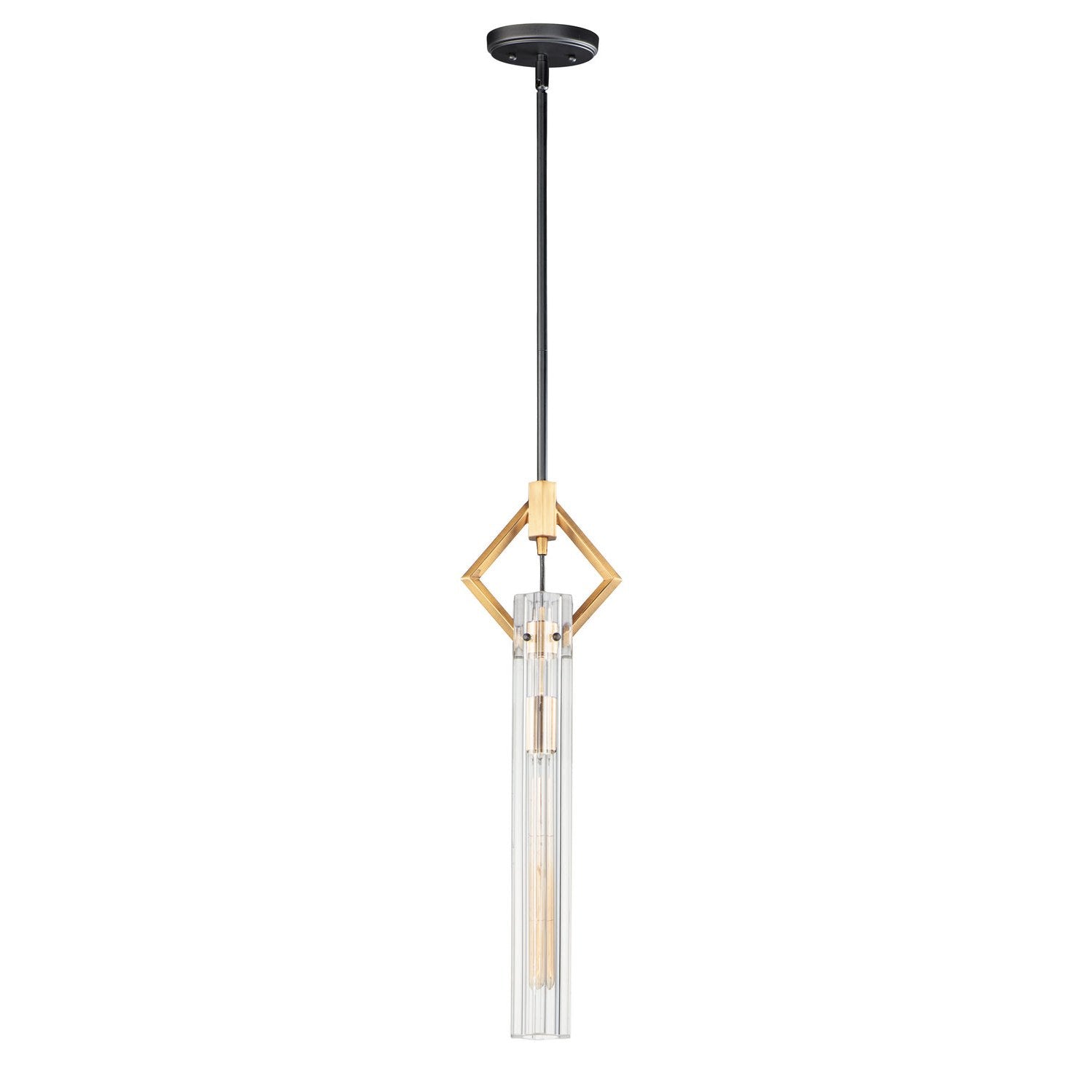 Maxim - 16111CLBKAB - One Light Pendant - Flambeau - Black / Antique Brass