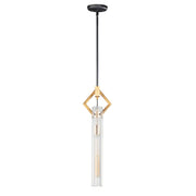 Maxim - 16111CLBKAB - One Light Pendant - Flambeau - Black / Antique Brass