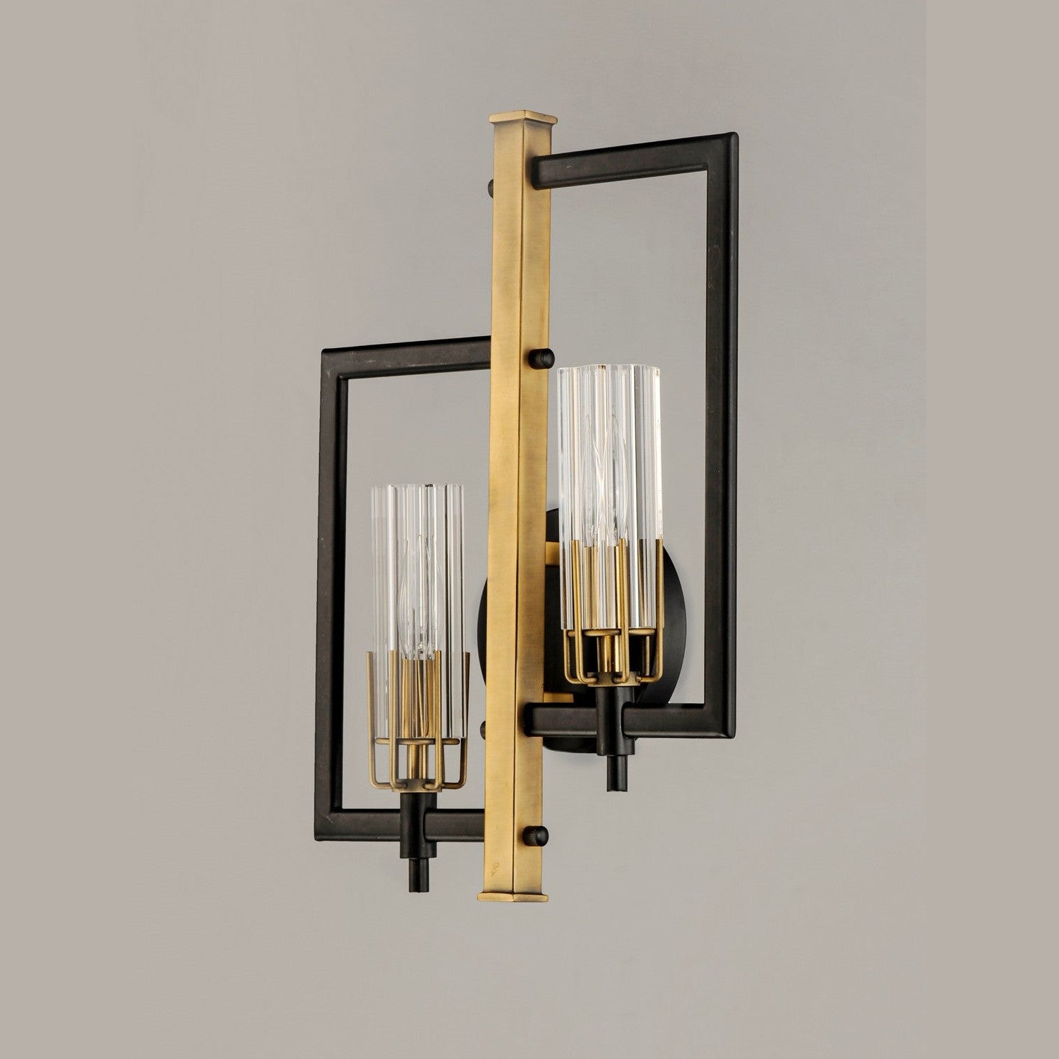 Maxim - 16112CLBKAB - Two Light Wall Sconce - Flambeau - Black / Antique Brass