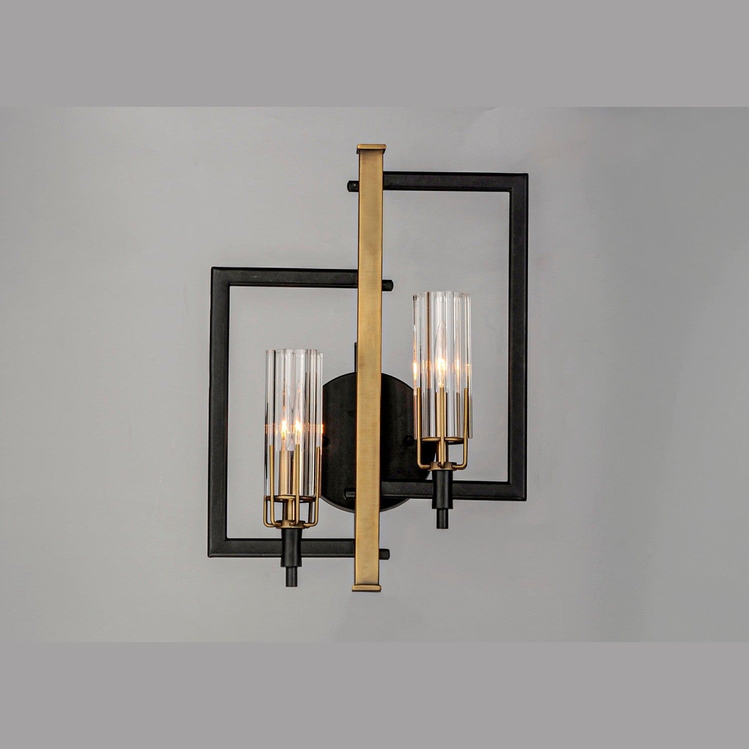 Maxim - 16112CLBKAB - Two Light Wall Sconce - Flambeau - Black / Antique Brass
