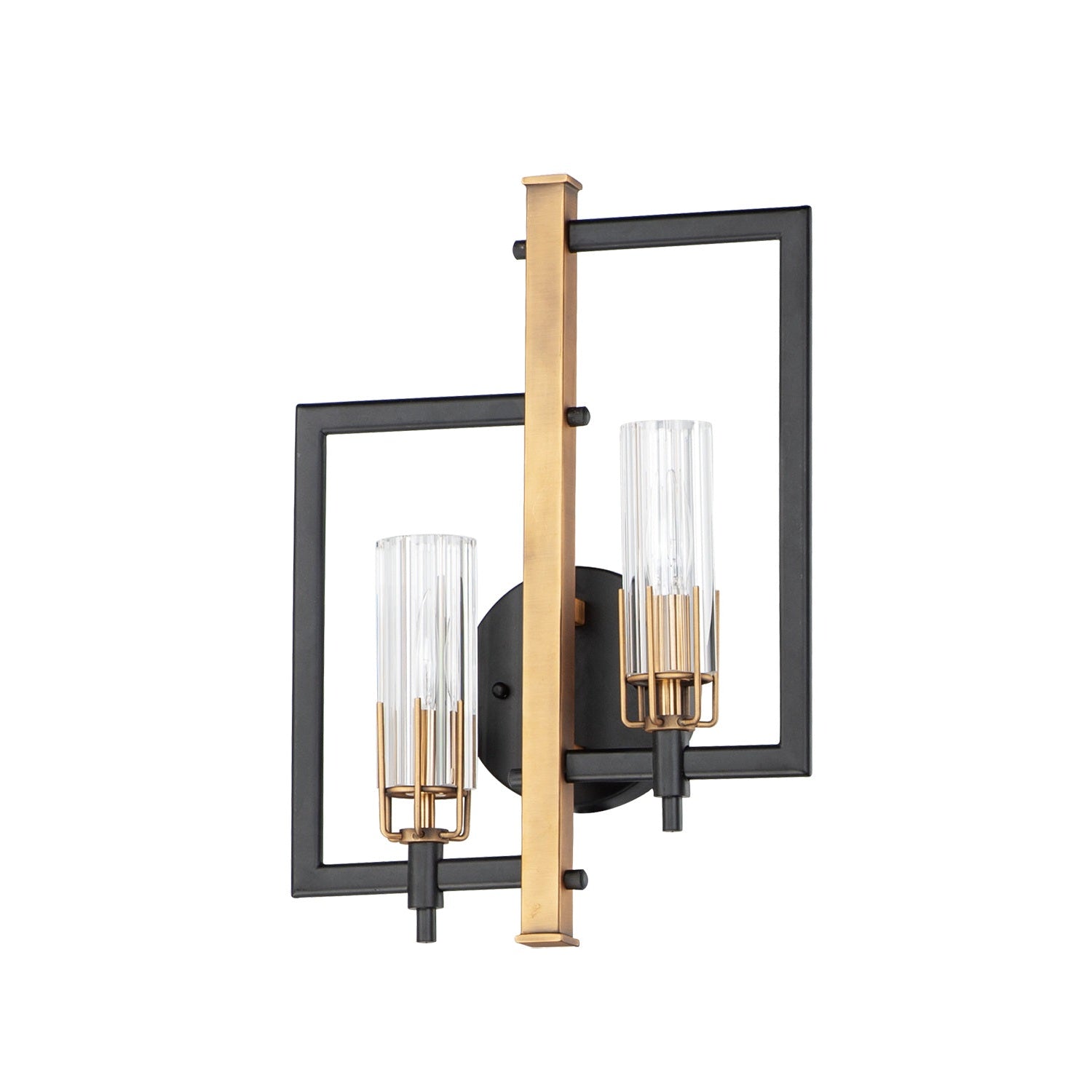 Maxim - 16112CLBKAB - Two Light Wall Sconce - Flambeau - Black / Antique Brass