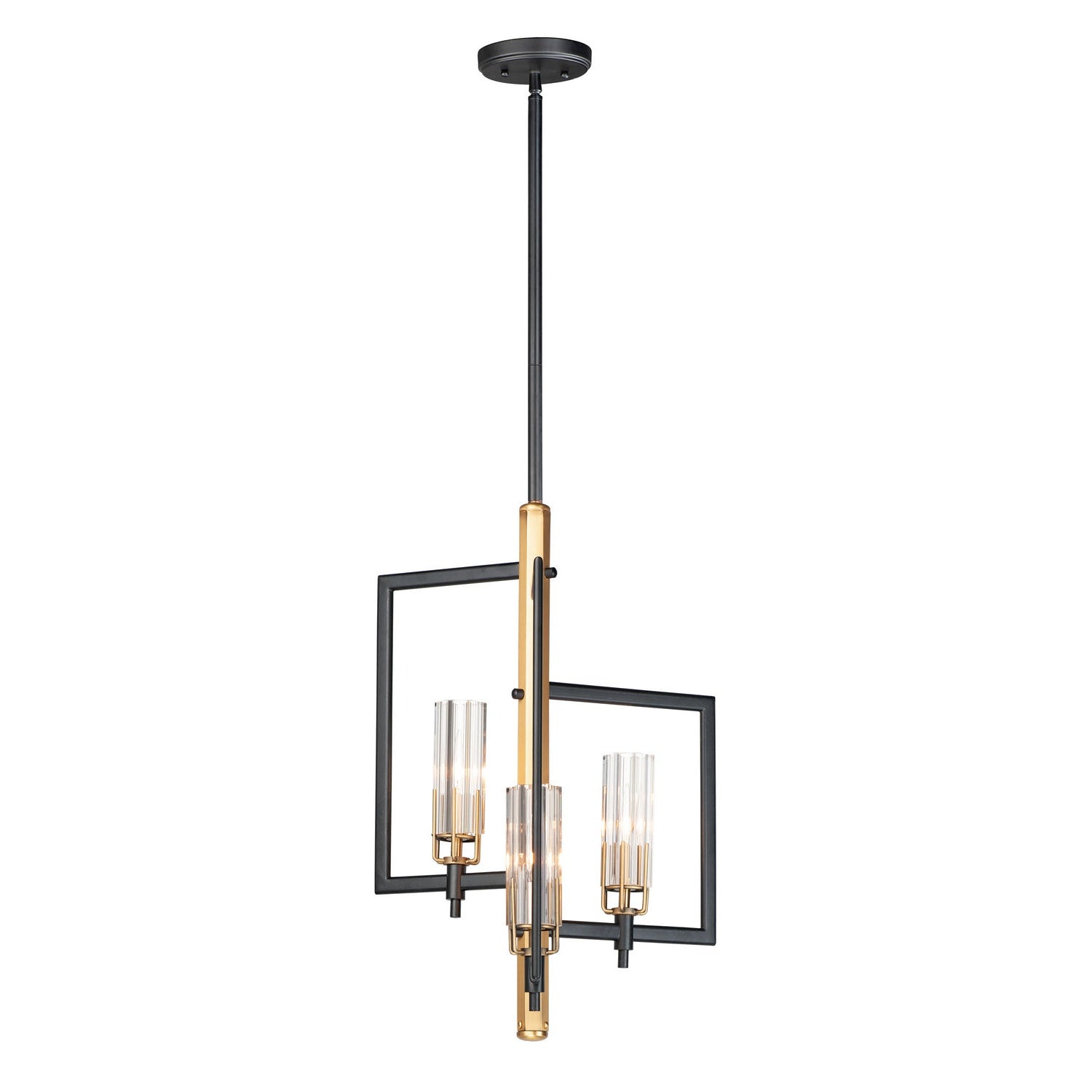 Maxim - 16113CLBKAB - Three Light Chandelier - Flambeau - Black / Antique Brass