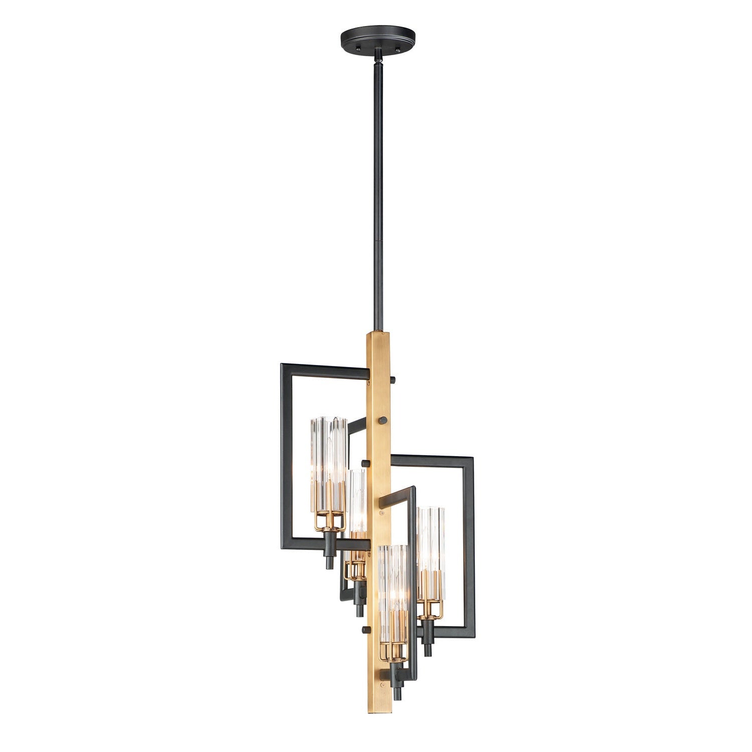 Maxim - 16114CLBKAB - Four Light Chandelier - Flambeau - Black / Antique Brass