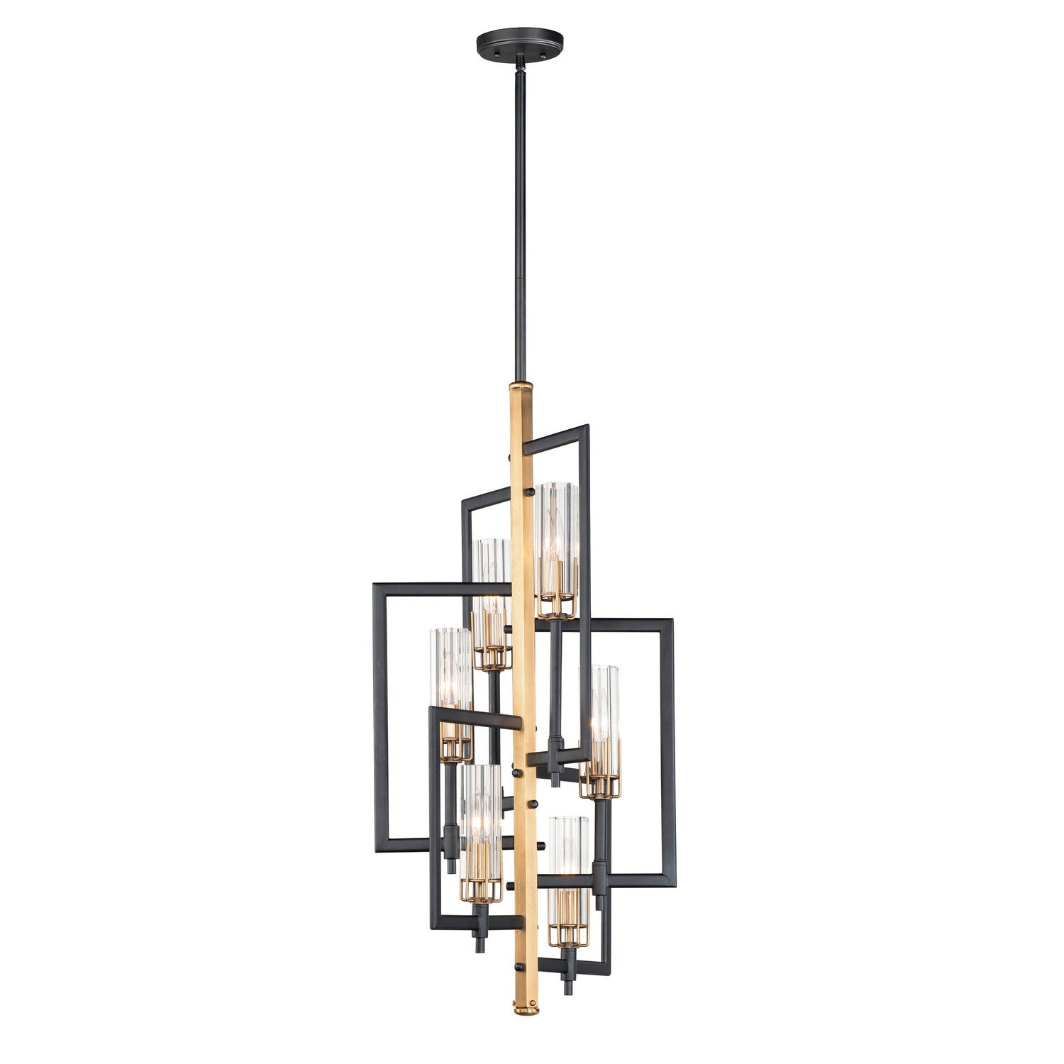 Maxim - 16116CLBKAB - Six Light Chandelier - Flambeau - Black / Antique Brass