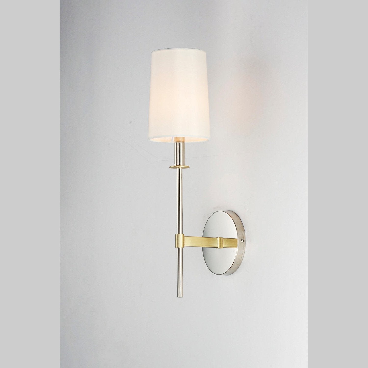 Maxim - 32391OFSBRPN - One Light Wall Sconce - Uptown - Satin Brass / Polished Nickel