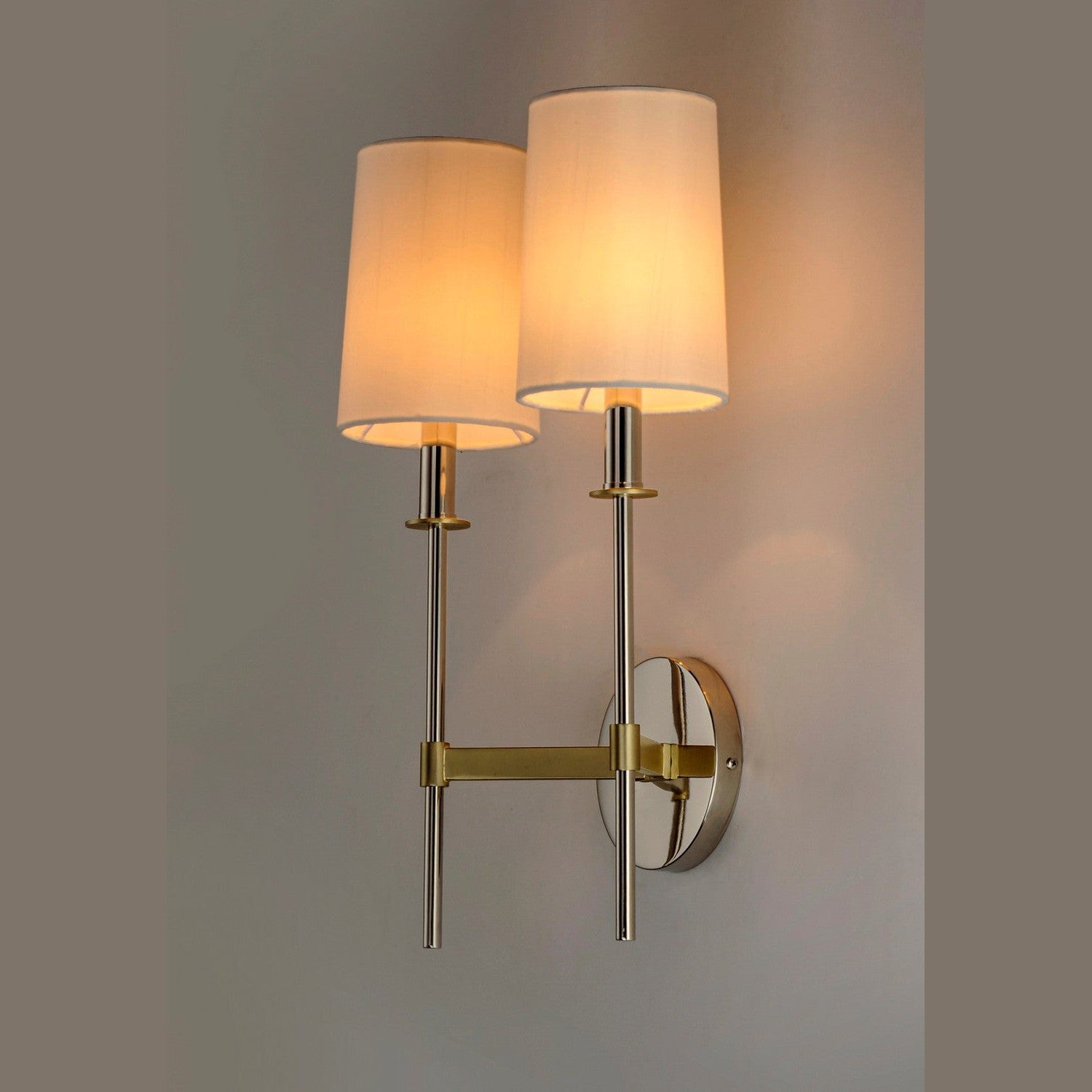 Maxim - 32392OFSBRPN - Two Light Wall Sconce - Uptown - Satin Brass / Polished Nickel