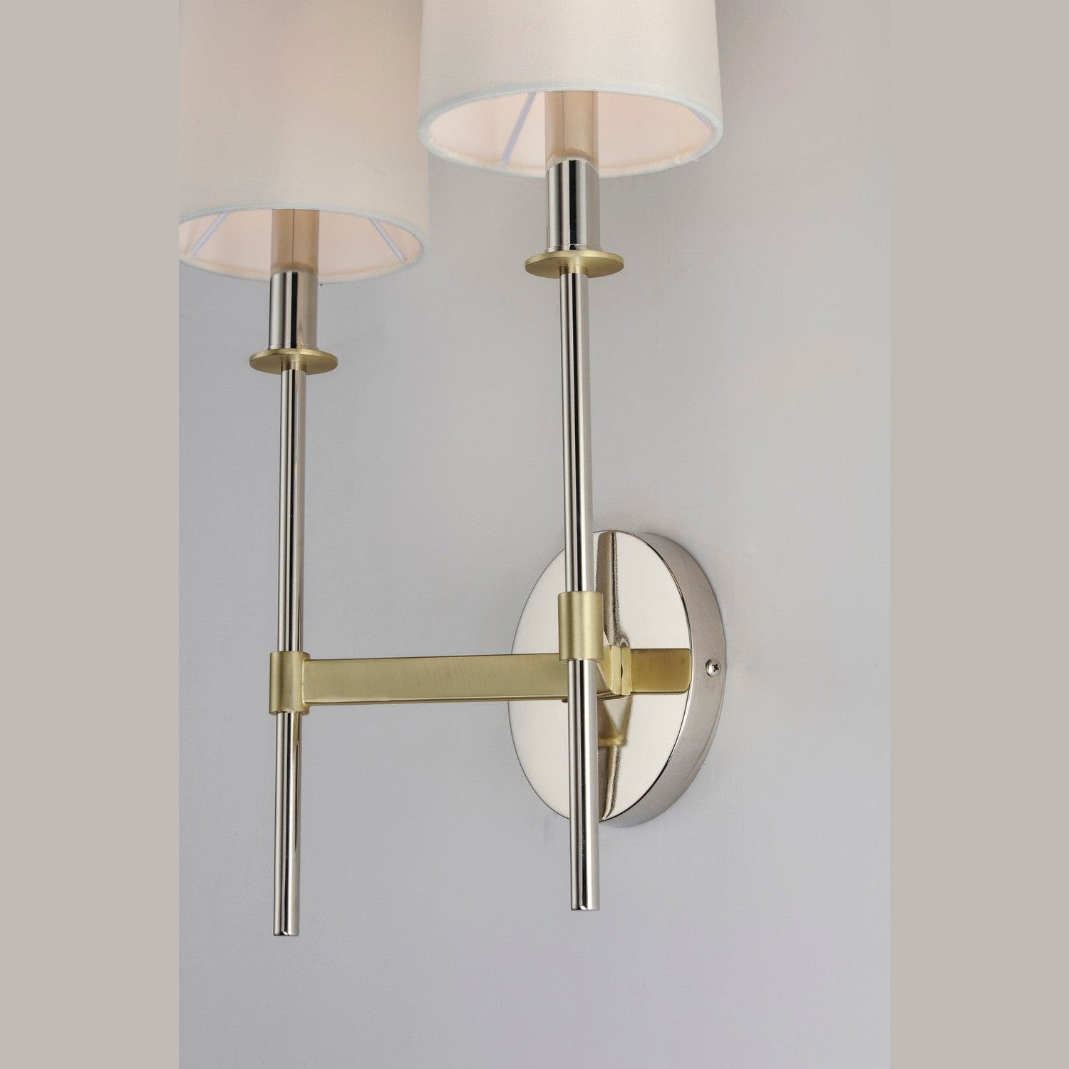 Maxim - 32392OFSBRPN - Two Light Wall Sconce - Uptown - Satin Brass / Polished Nickel