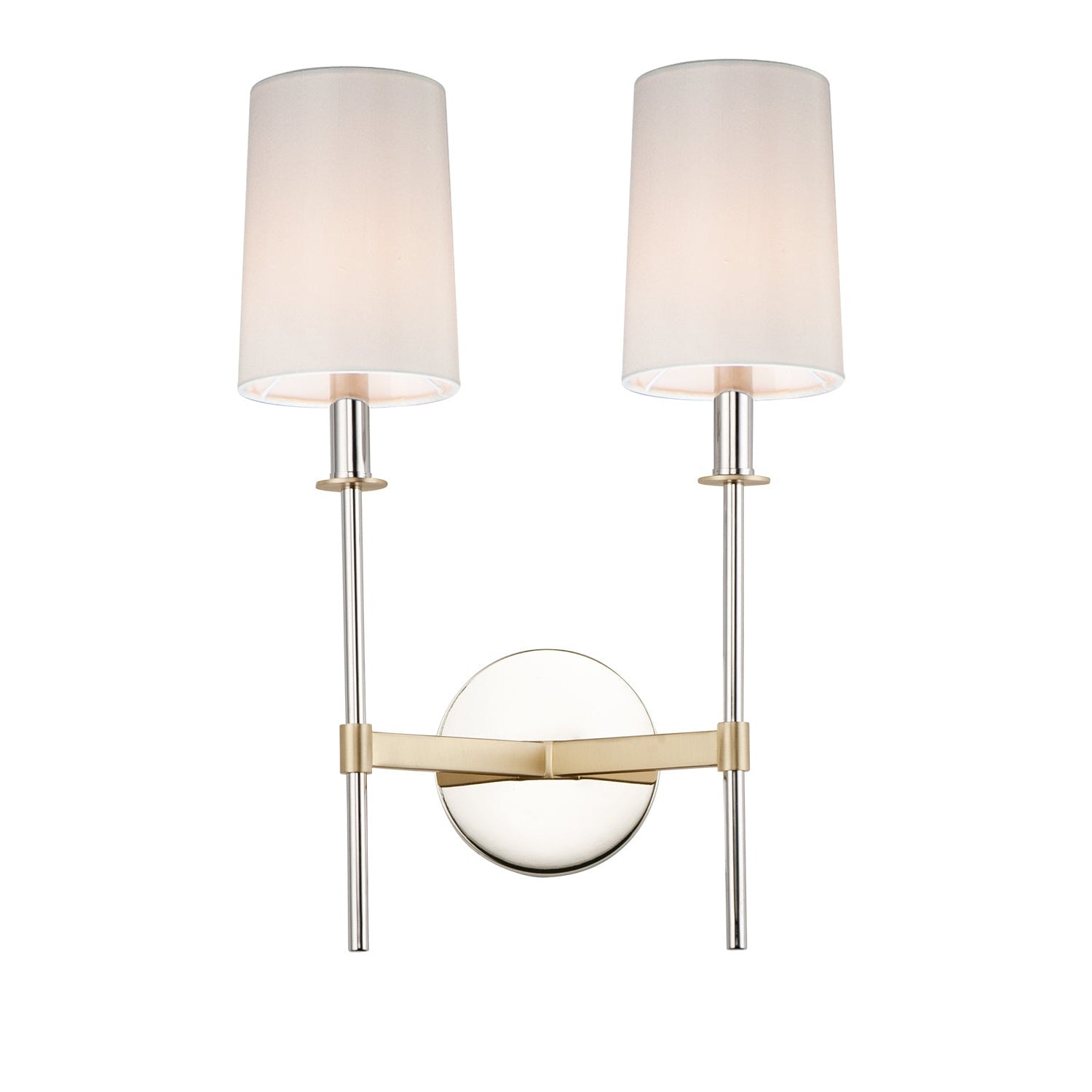 Maxim - 32392OFSBRPN - Two Light Wall Sconce - Uptown - Satin Brass / Polished Nickel