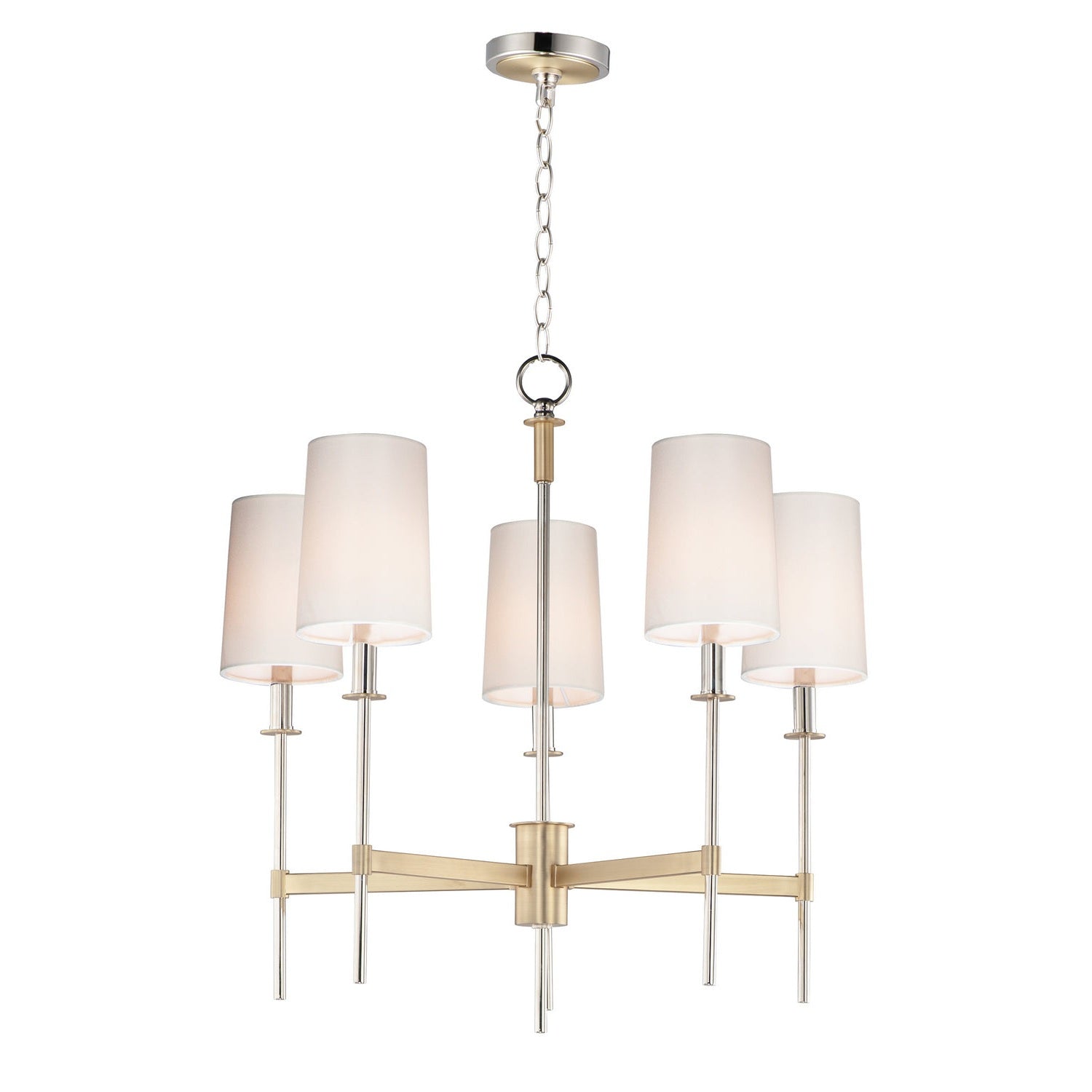 Maxim - 32395OFSBRPN - Five Light Chandelier - Uptown - Satin Brass / Polished Nickel