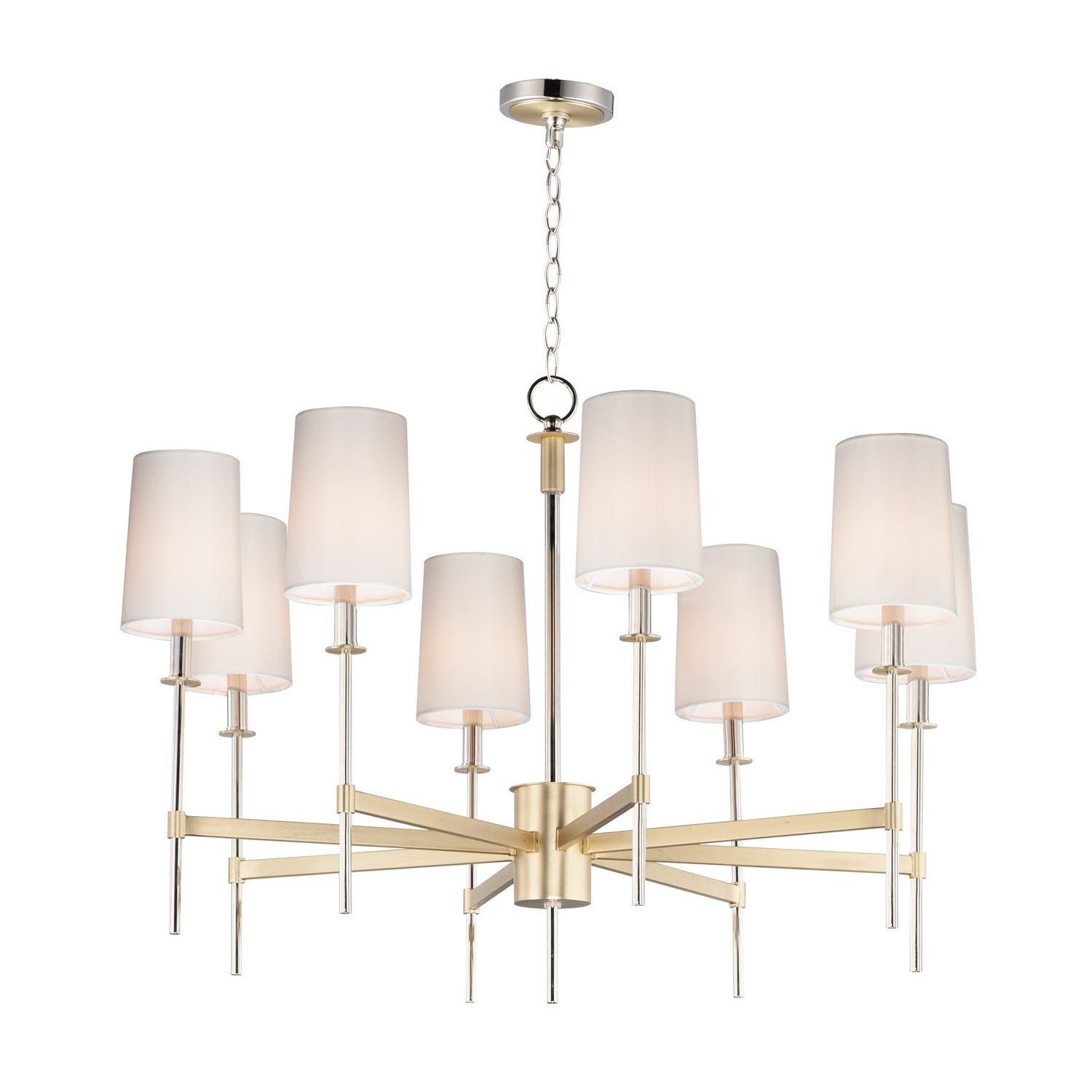Maxim - 32398OFSBRPN - Eight Light Chandelier - Uptown - Satin Brass / Polished Nickel