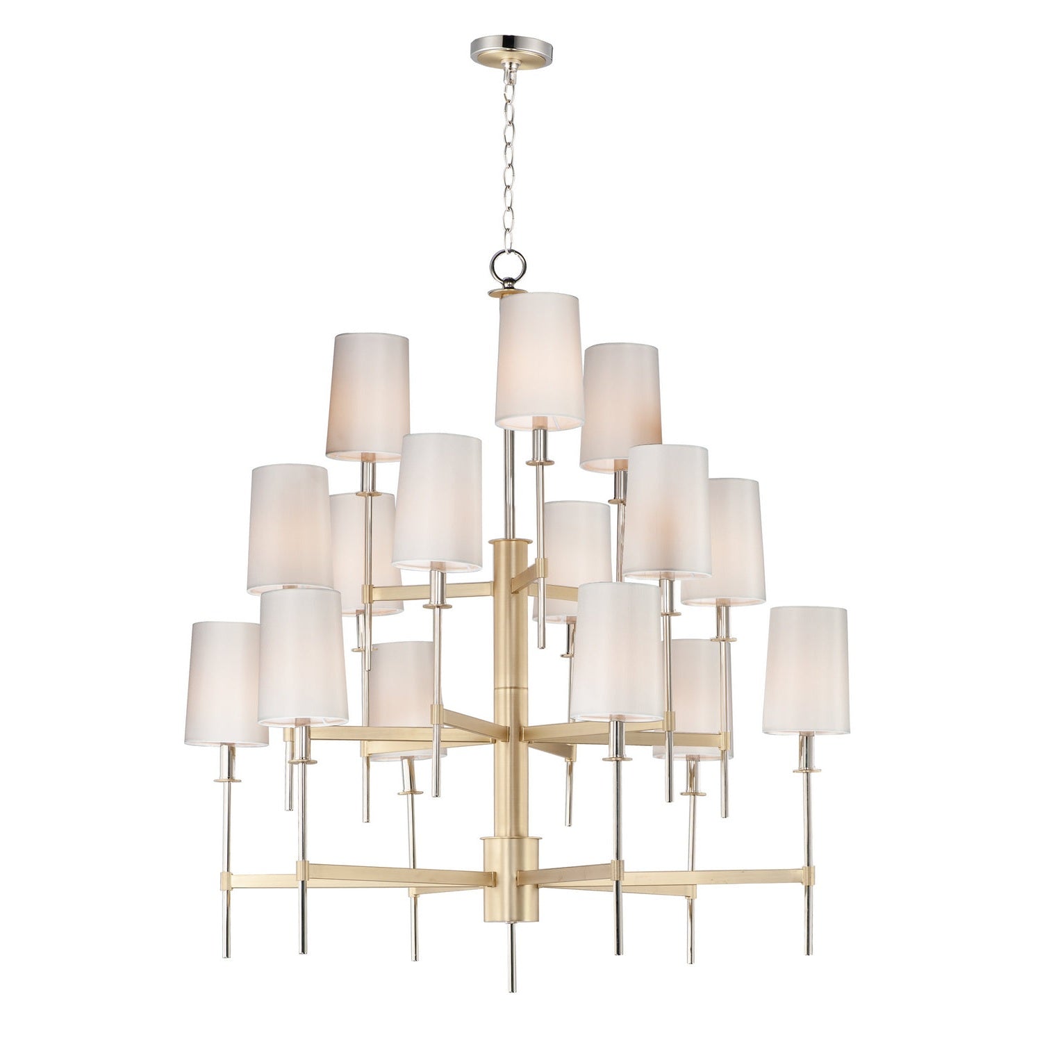 Maxim - 32399OFSBRPN - 15 Light Chandelier - Uptown - Satin Brass / Polished Nickel